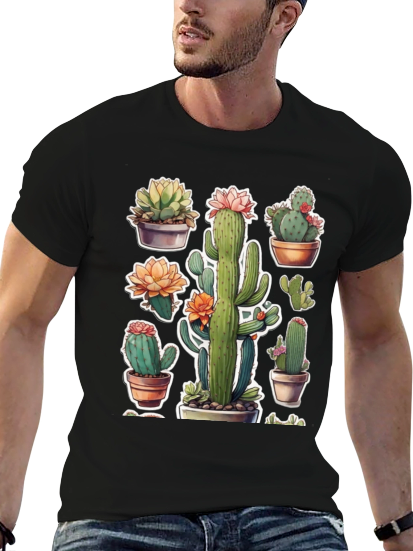 Cactus Plant T-Shirt - Trendy Botanical Design