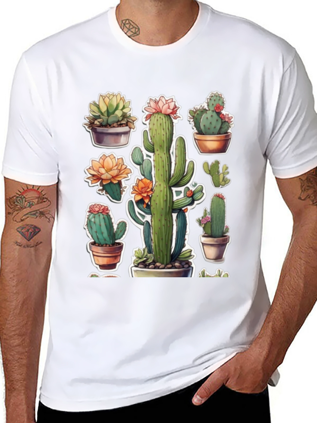 Cactus Plant T-Shirt - Trendy Botanical Design