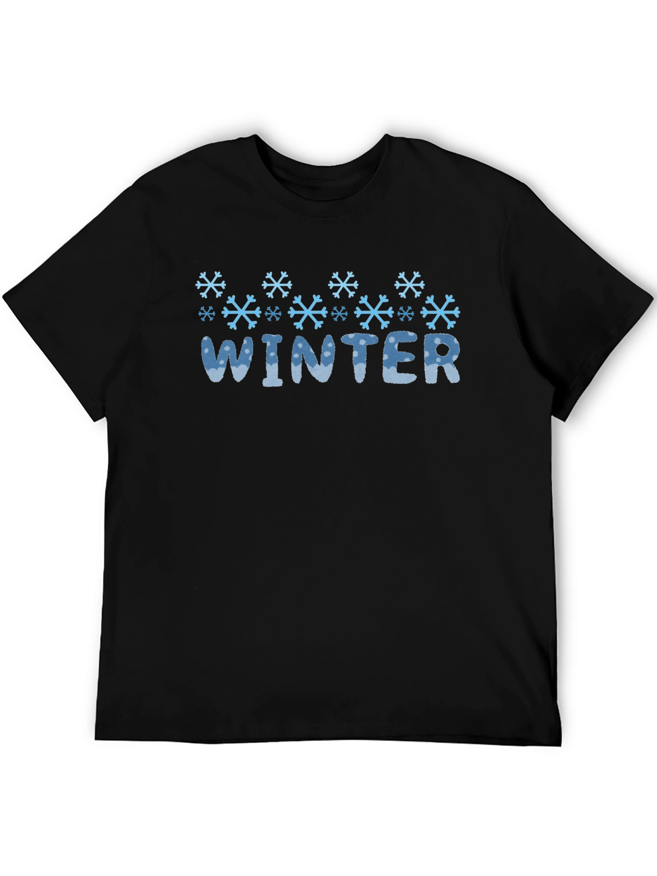 Winter Snowflake Graphic Black T-Shirt