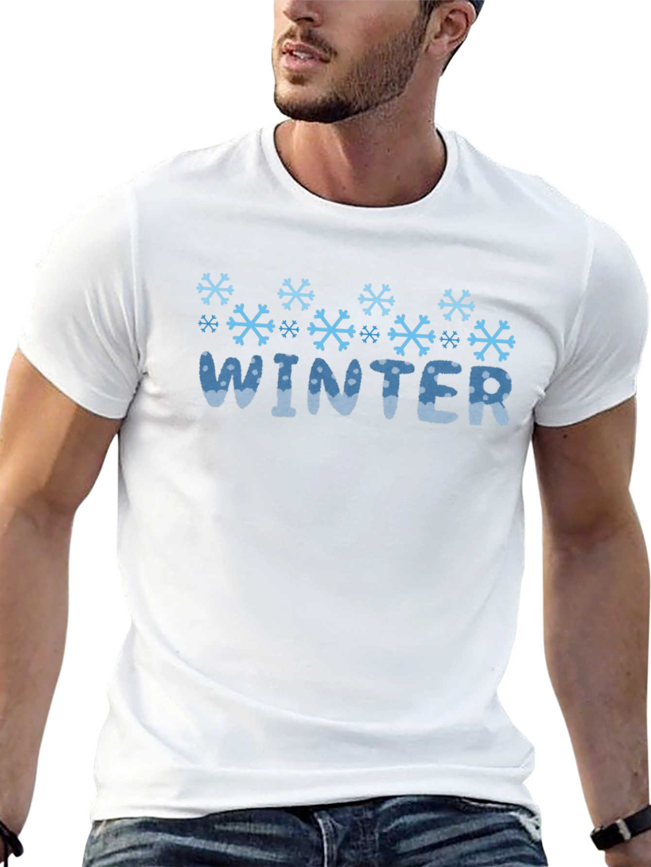 Winter Snowflake Graphic Black T-Shirt
