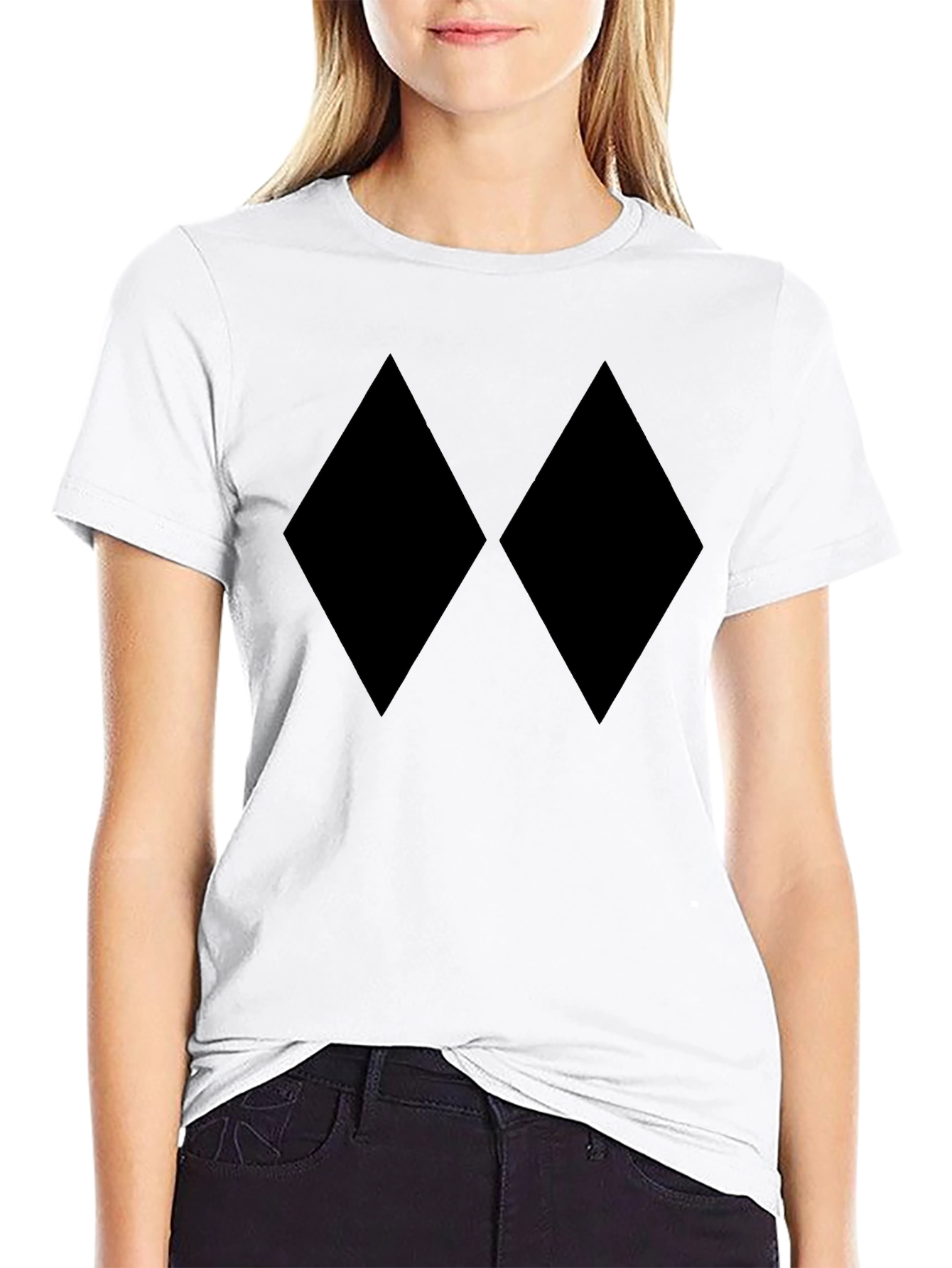 Black Diamond Pattern T-Shirt - Minimalist Style