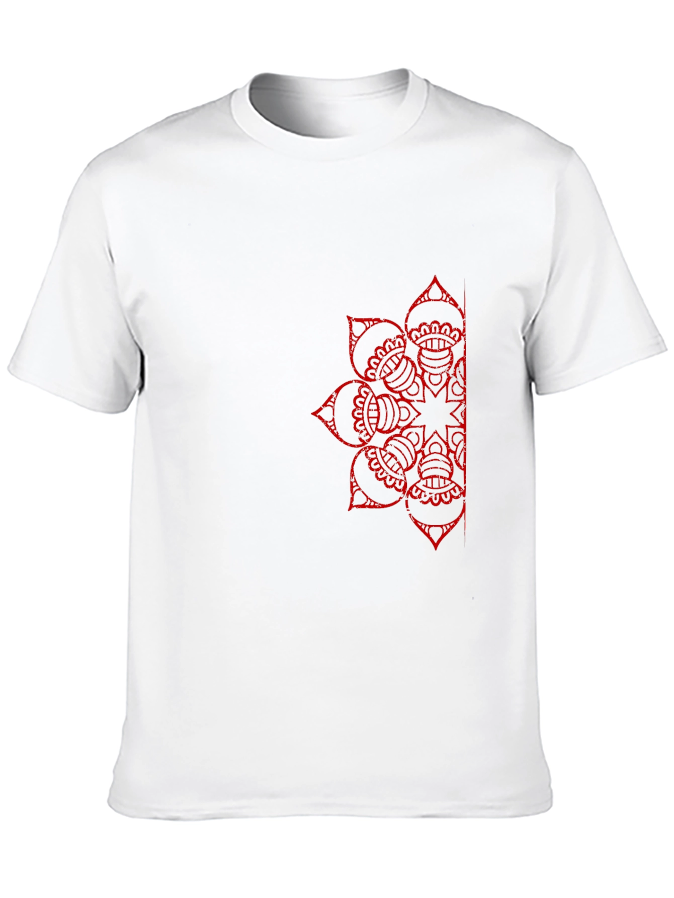 Black T-Shirt with Red Mandala Design