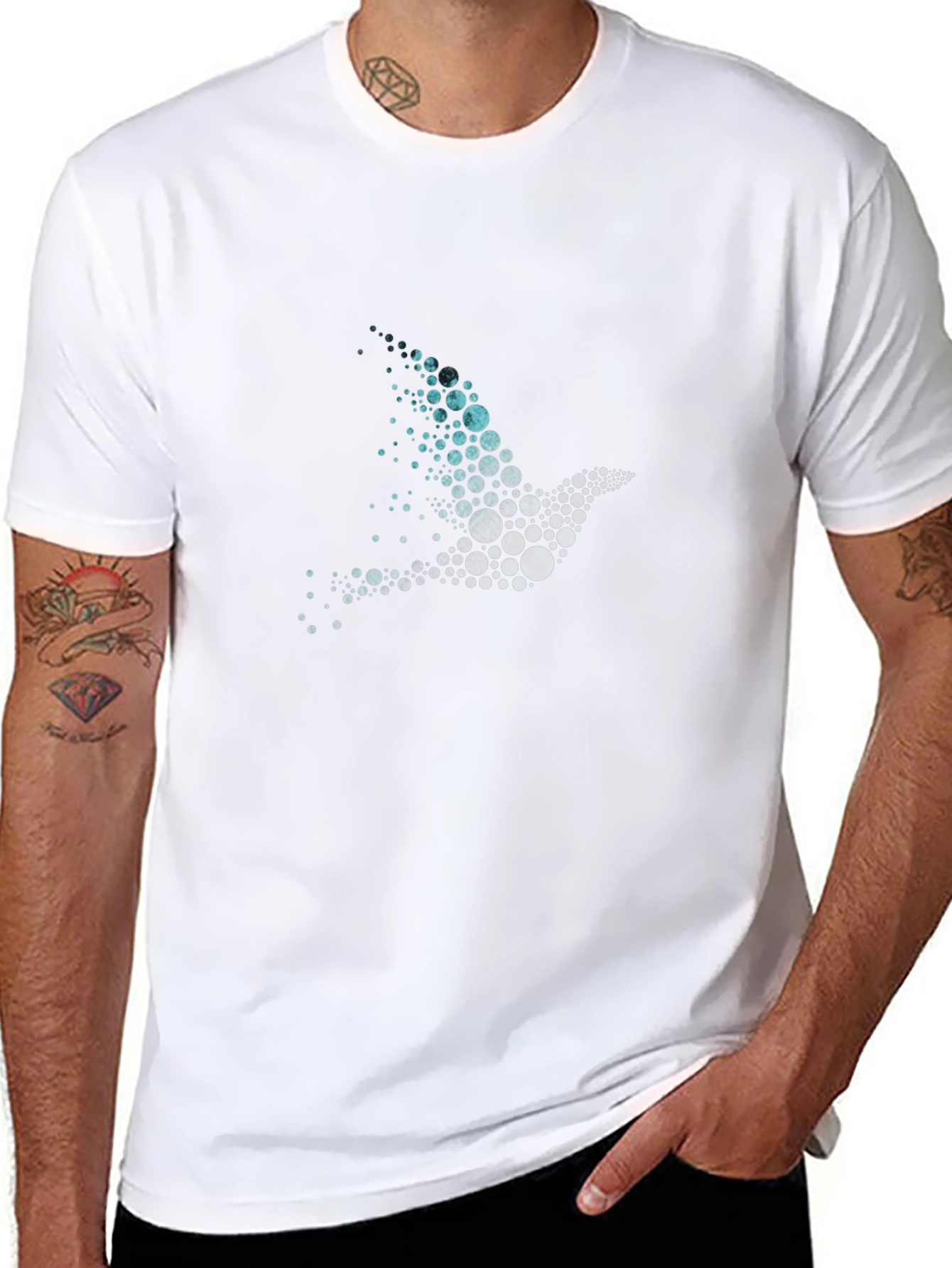 Abstract Bird Graphic Mens Black T-Shirt