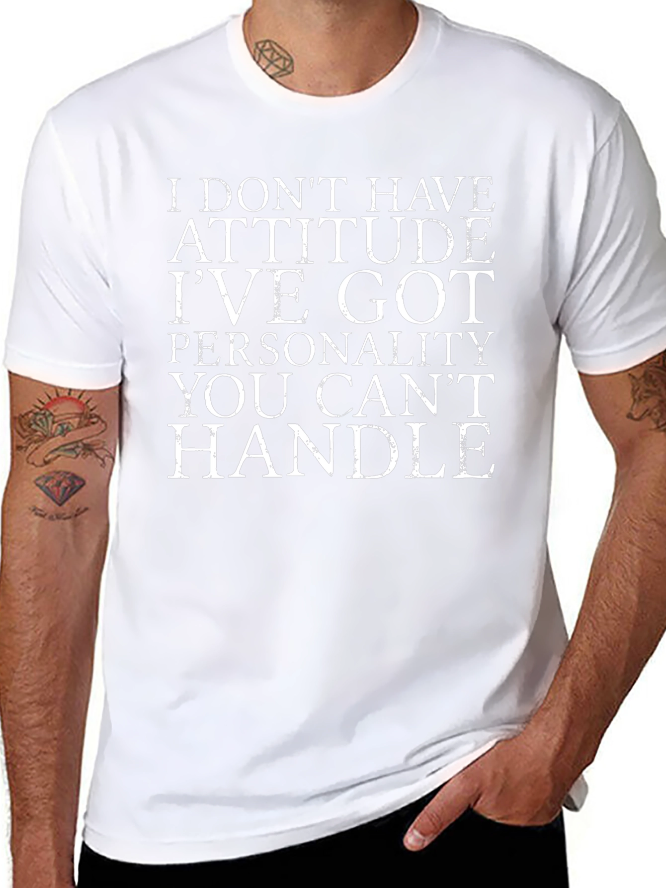 Attitude Personality Graphic Tee - Black Cotton T-Shirt