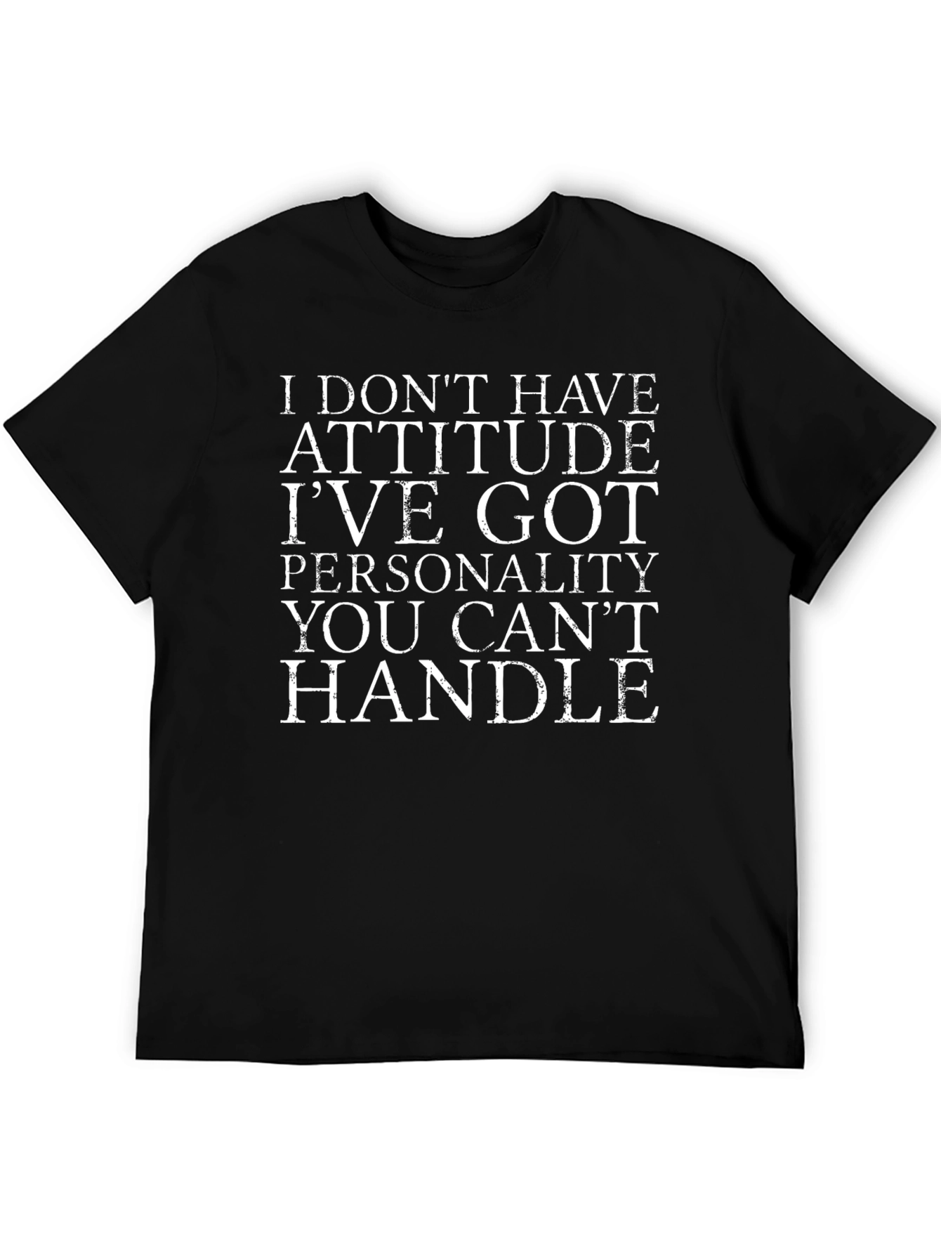 Attitude Personality Graphic Tee - Black Cotton T-Shirt