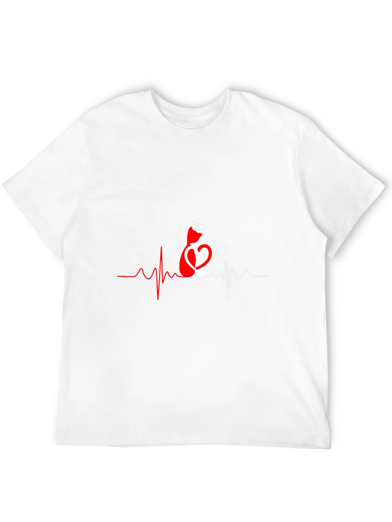 Cat Heartbeat Graphic T-Shirt - Love Cats!