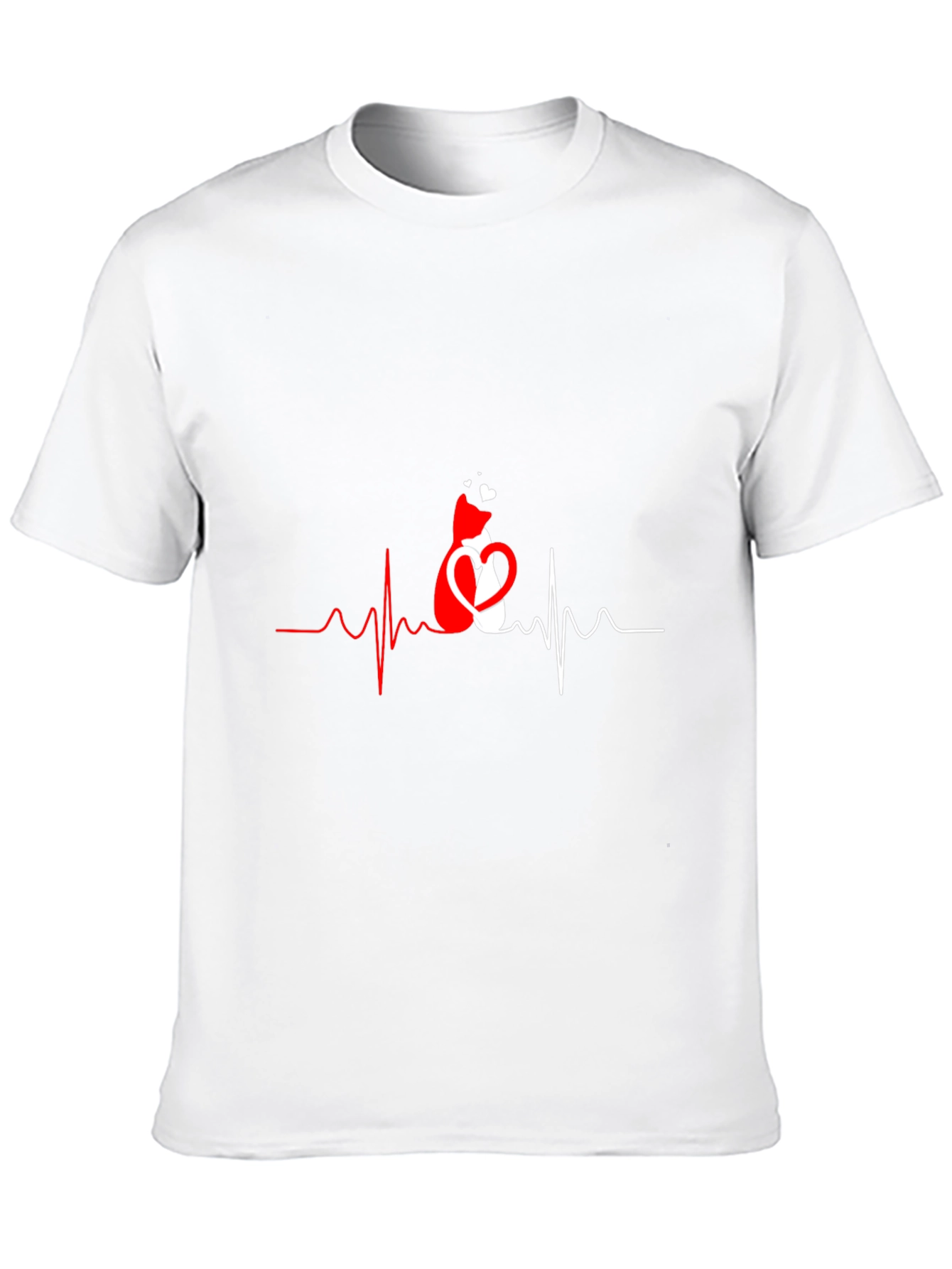 Cat Heartbeat Graphic T-Shirt - Love Cats!