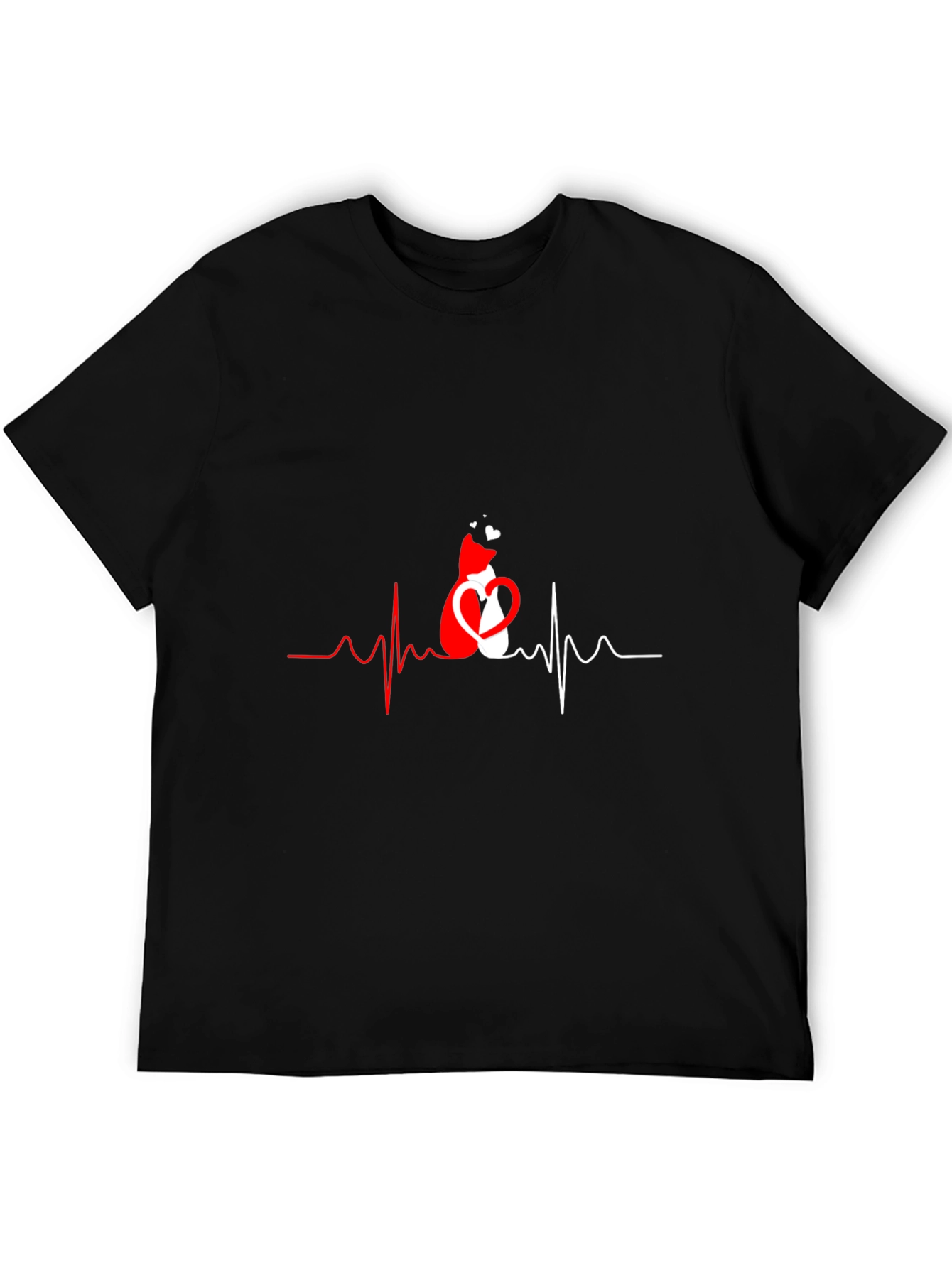 Cat Heartbeat Graphic T-Shirt - Love Cats!
