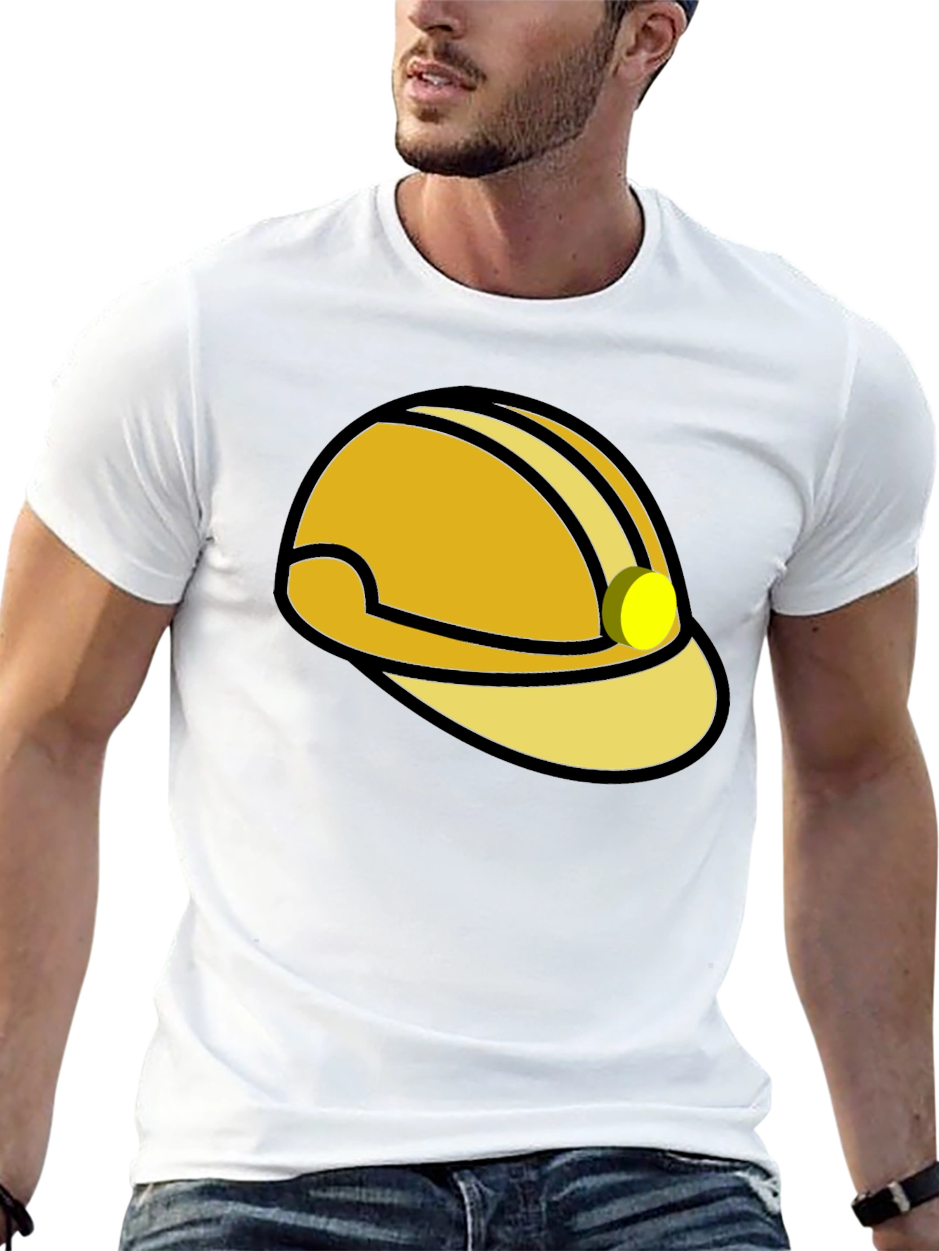 Construction Hard Hat Graphic T-Shirt - Black