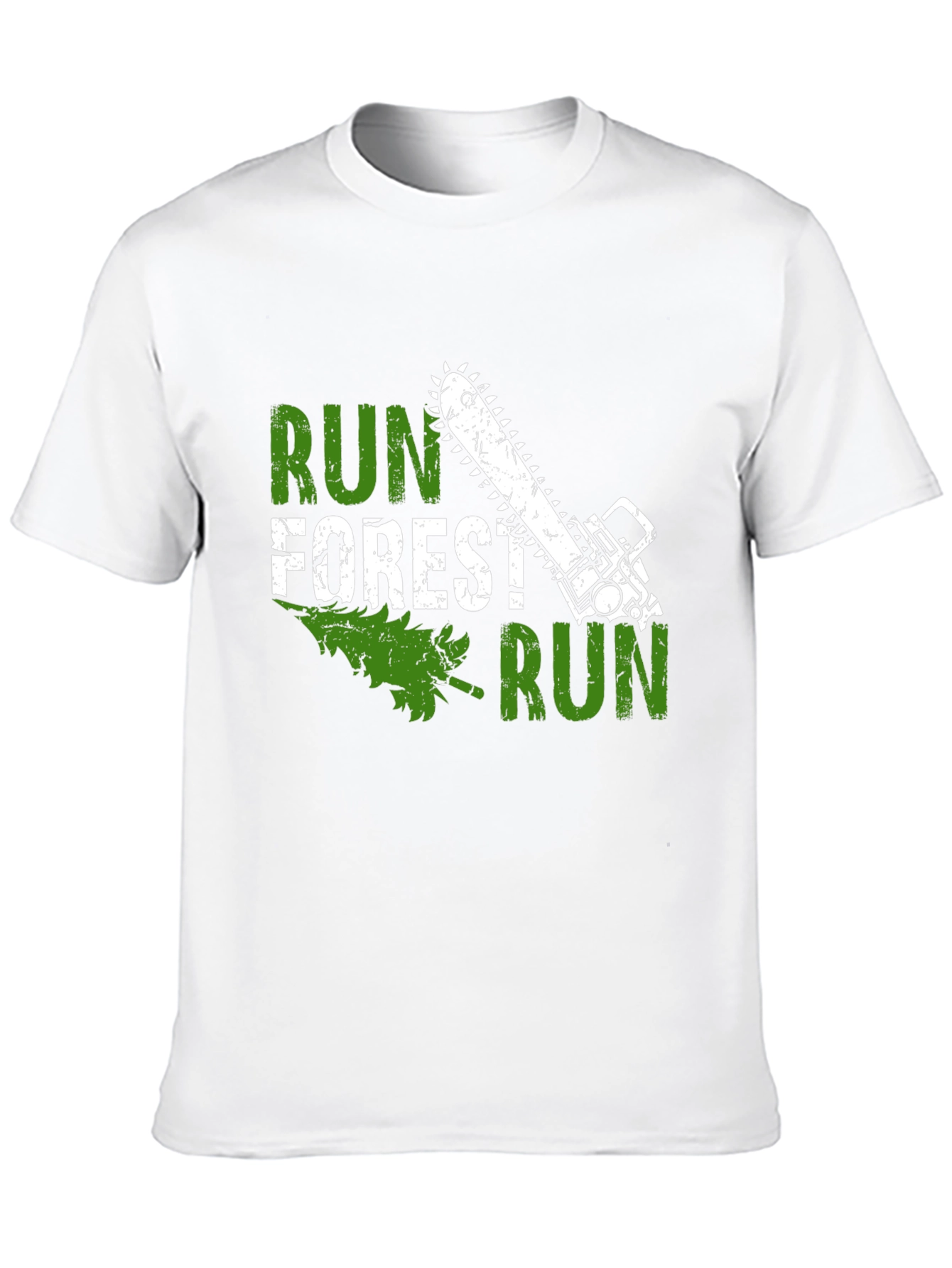 Run Forest Run Funny Chainsaw Tree T-Shirt