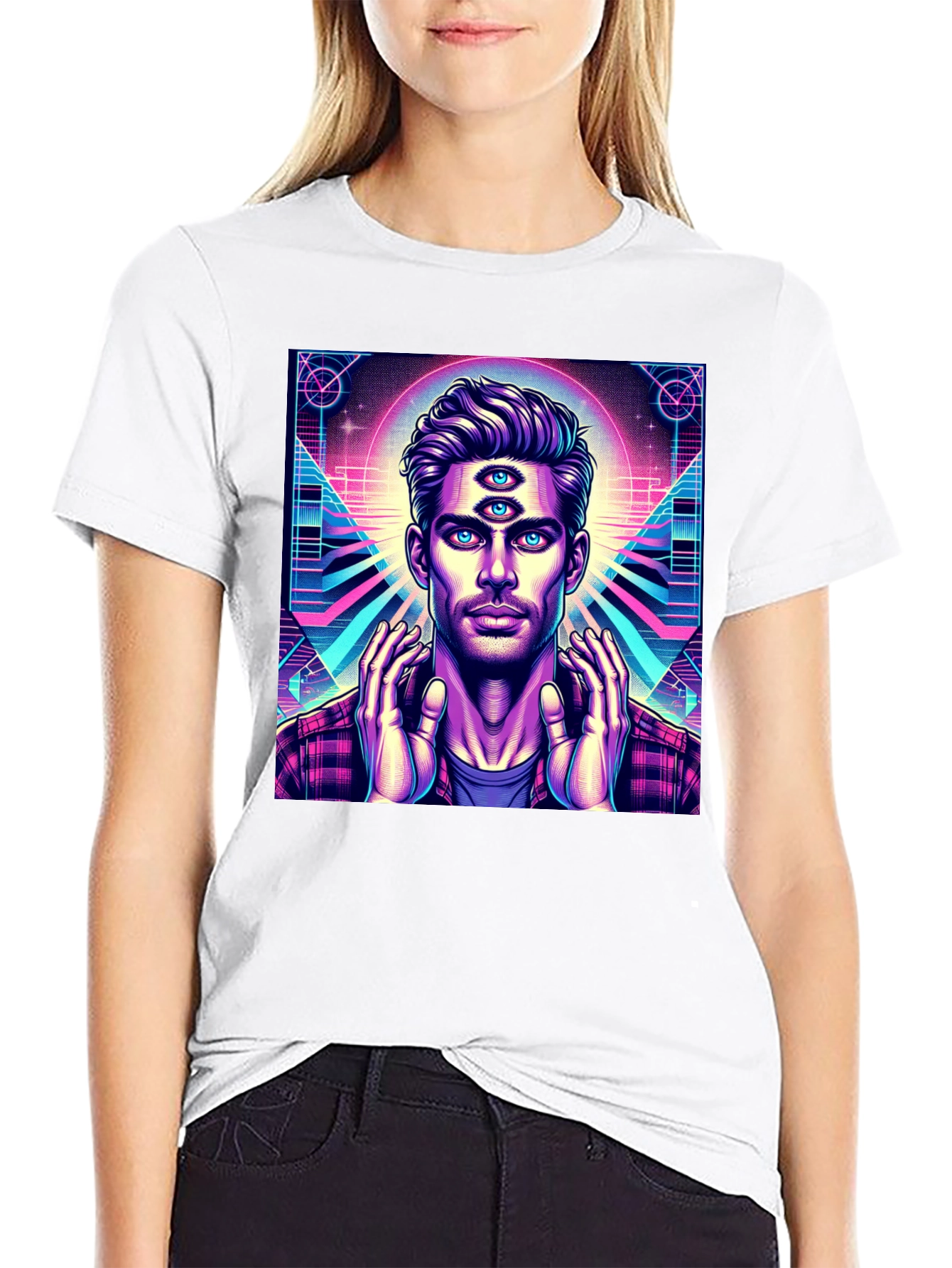Third Eye Man Graphic Tee - Black Cotton Shirt
