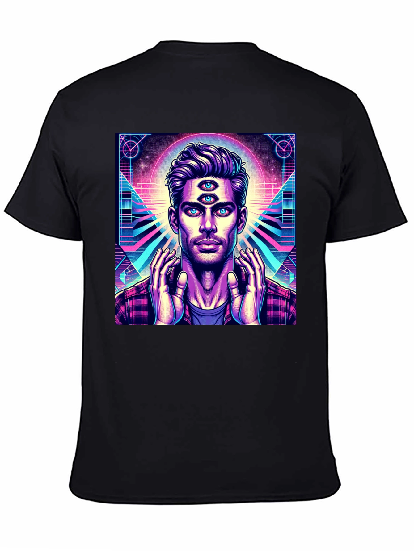 Third Eye Man Graphic Tee - Black Cotton Shirt