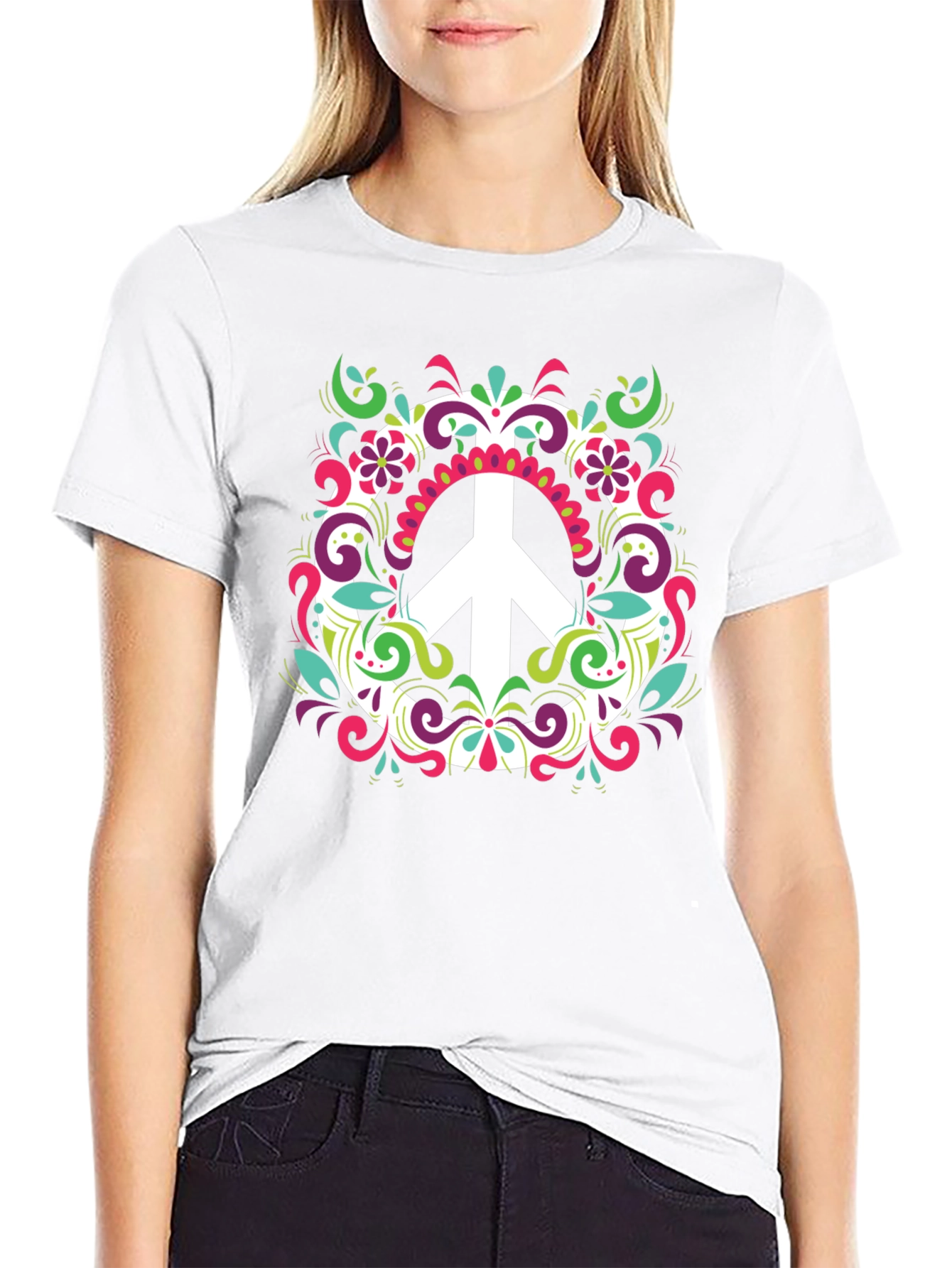 Peace Sign Graphic Tee - Mens Black T-Shirt
