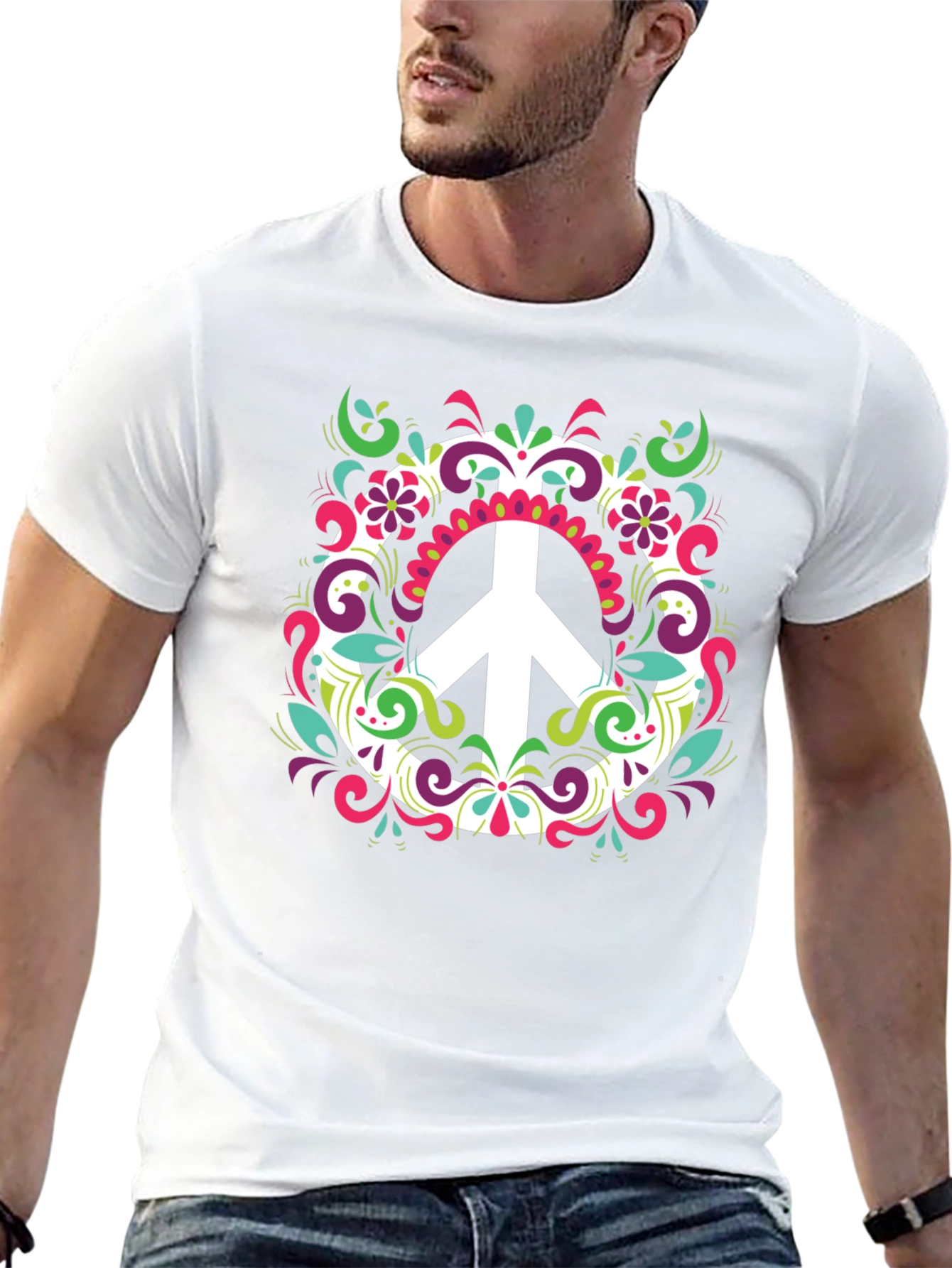 Peace Sign Graphic Tee - Mens Black T-Shirt