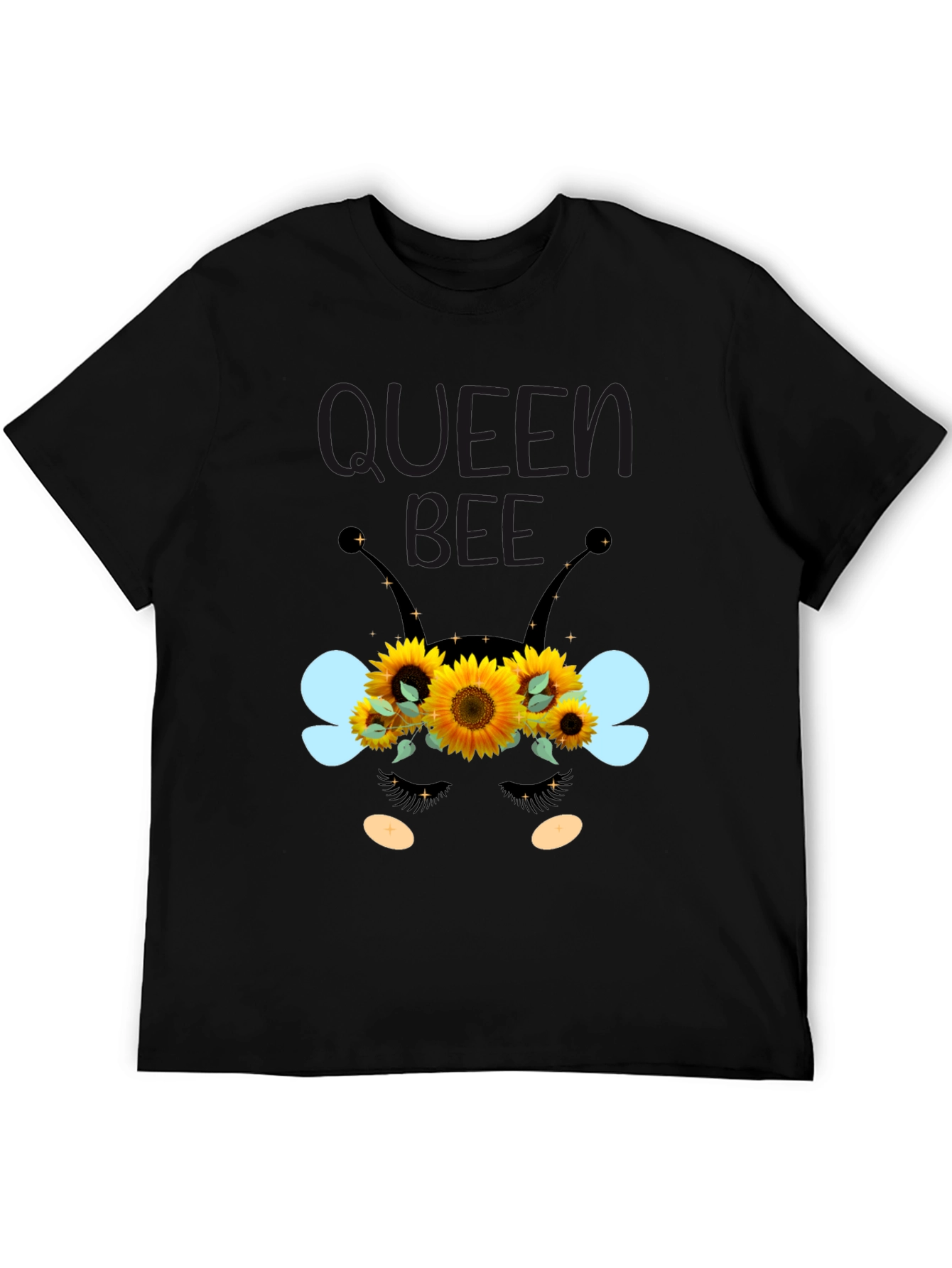 Queen Bee Sunflower Graphic Tee - Black Unisex T-Shirt