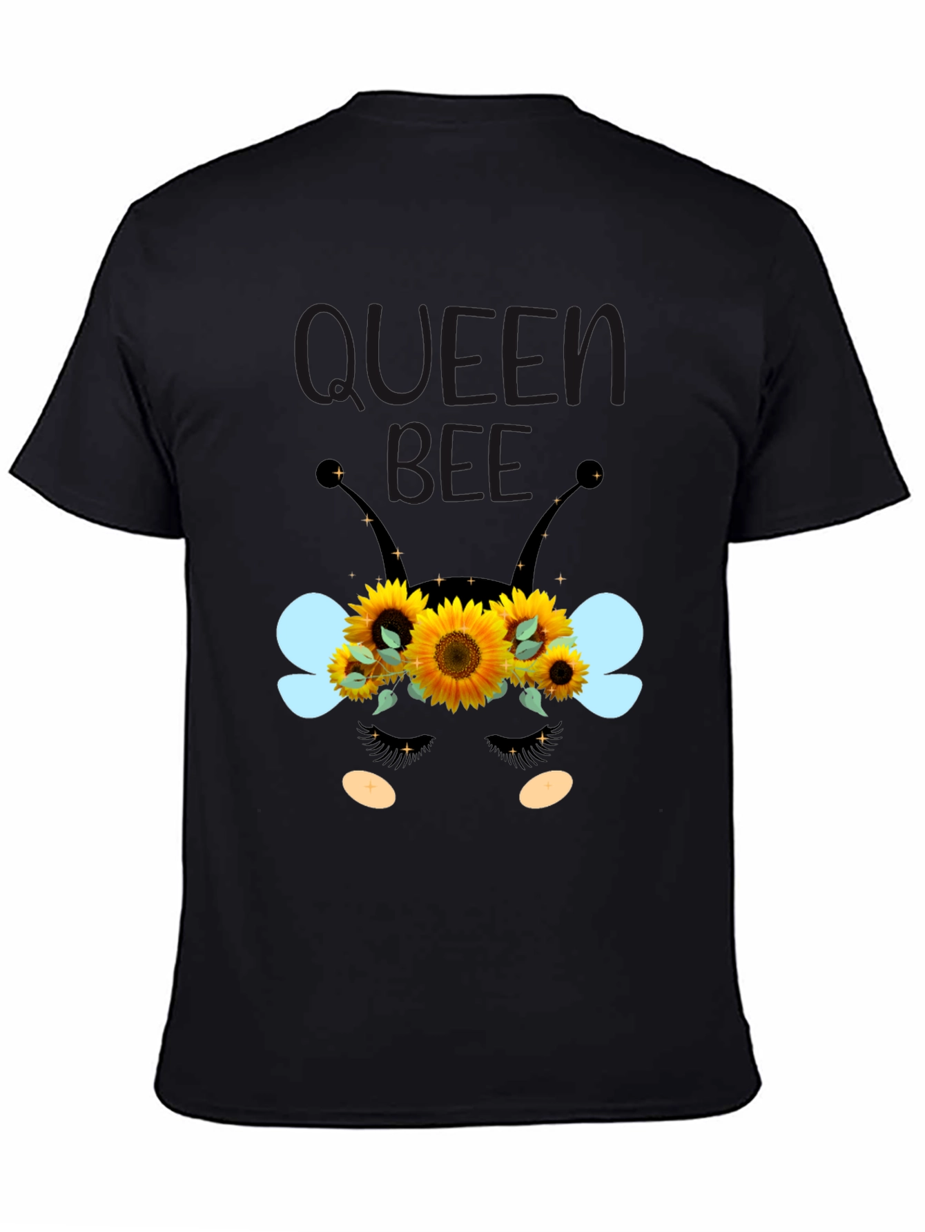 Queen Bee Sunflower Graphic Tee - Black Unisex T-Shirt