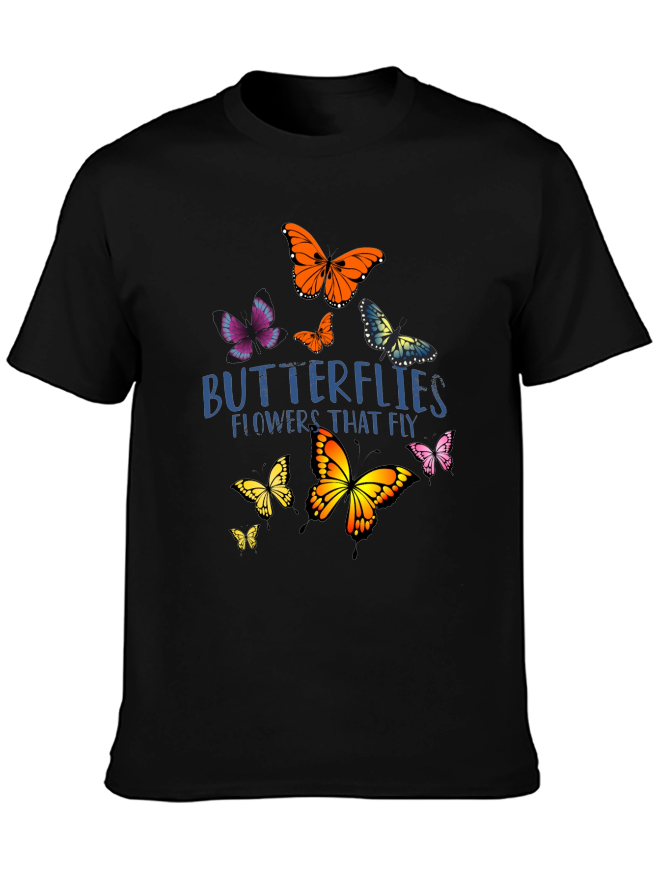 Butterfly Graphic Print Black T-Shirt