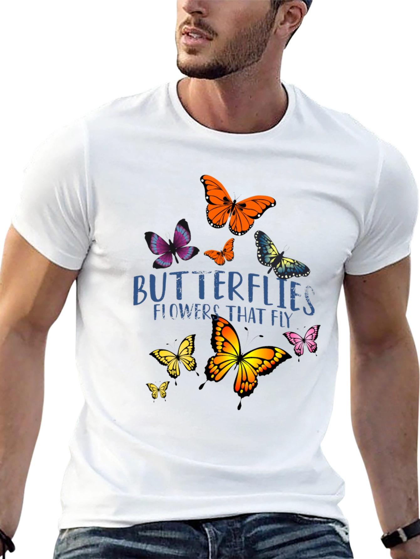 Butterfly Graphic Print Black T-Shirt