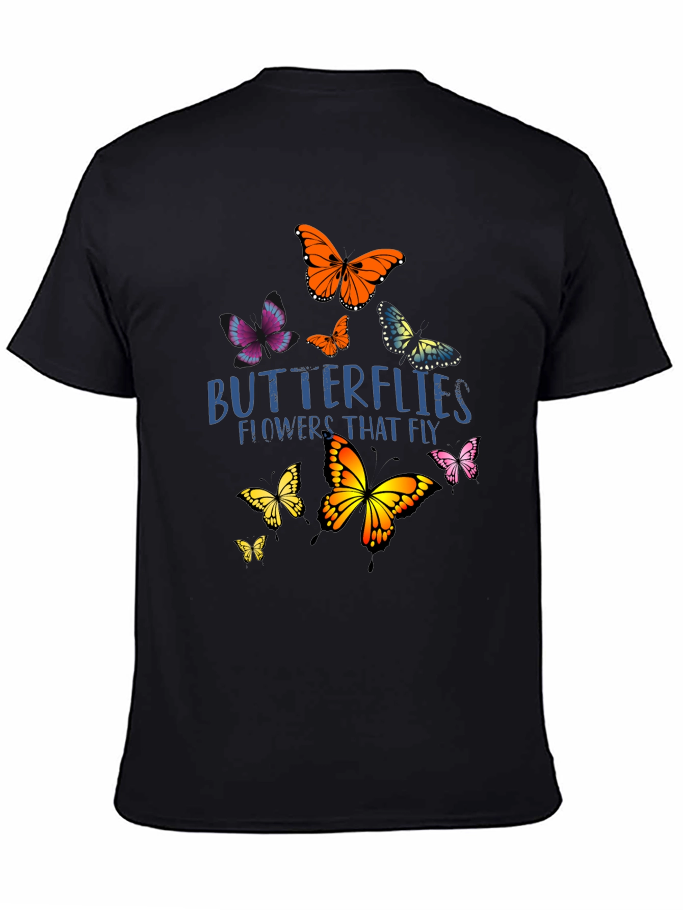 Butterfly Graphic Print Black T-Shirt
