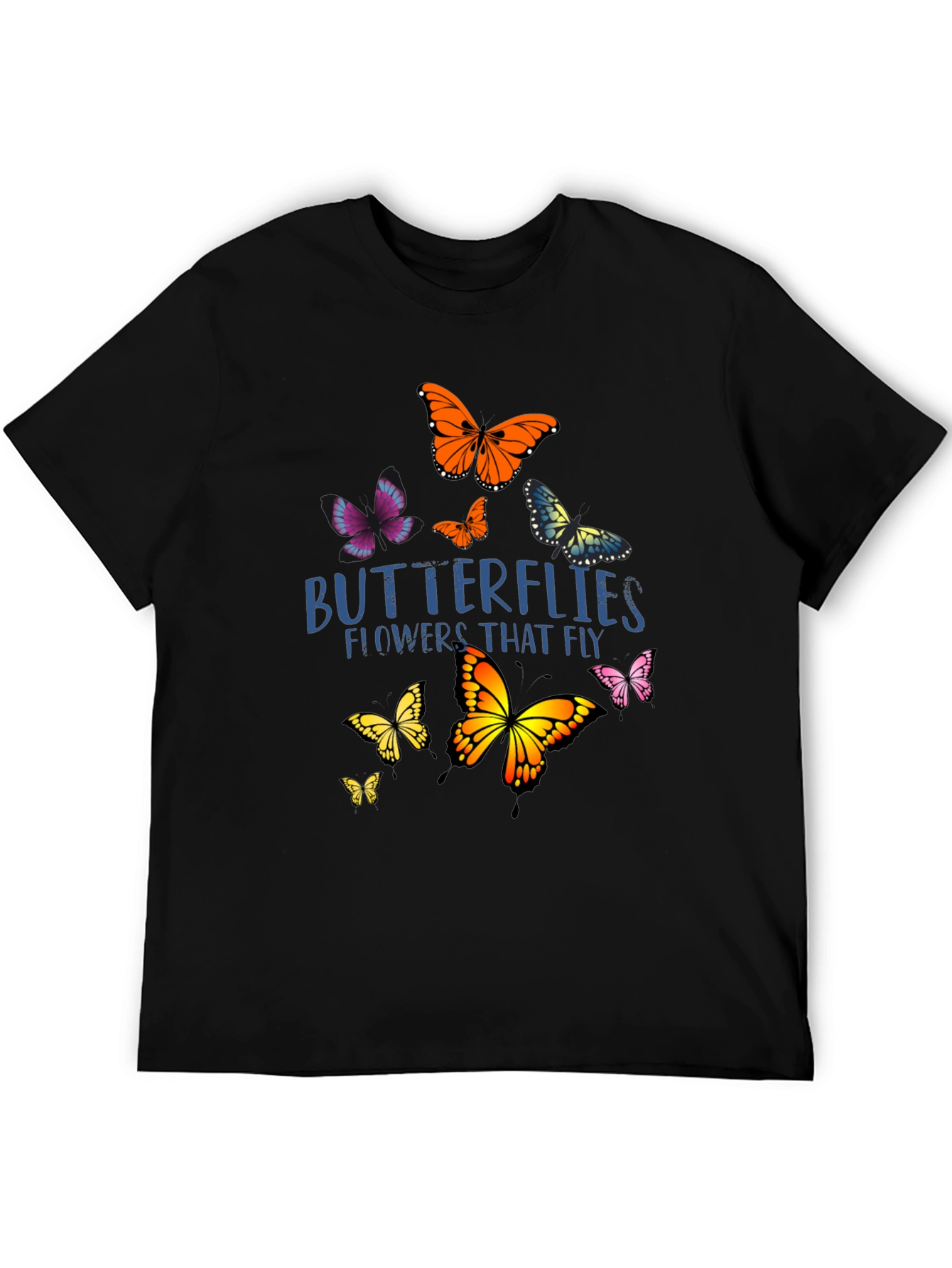 Butterfly Graphic Print Black T-Shirt