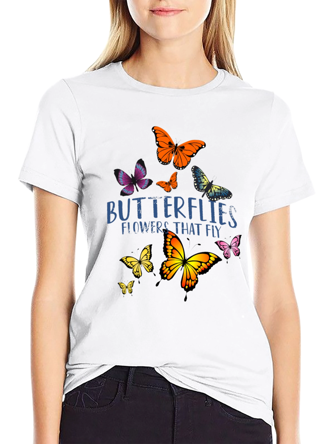 Butterfly Graphic Print Black T-Shirt