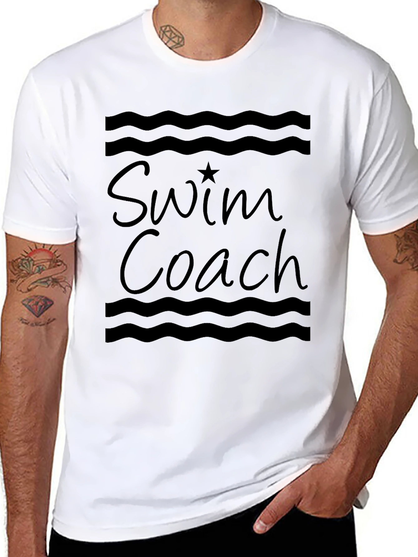 Swim Coach Graphic Tee - Comfortable Black T-Shirt