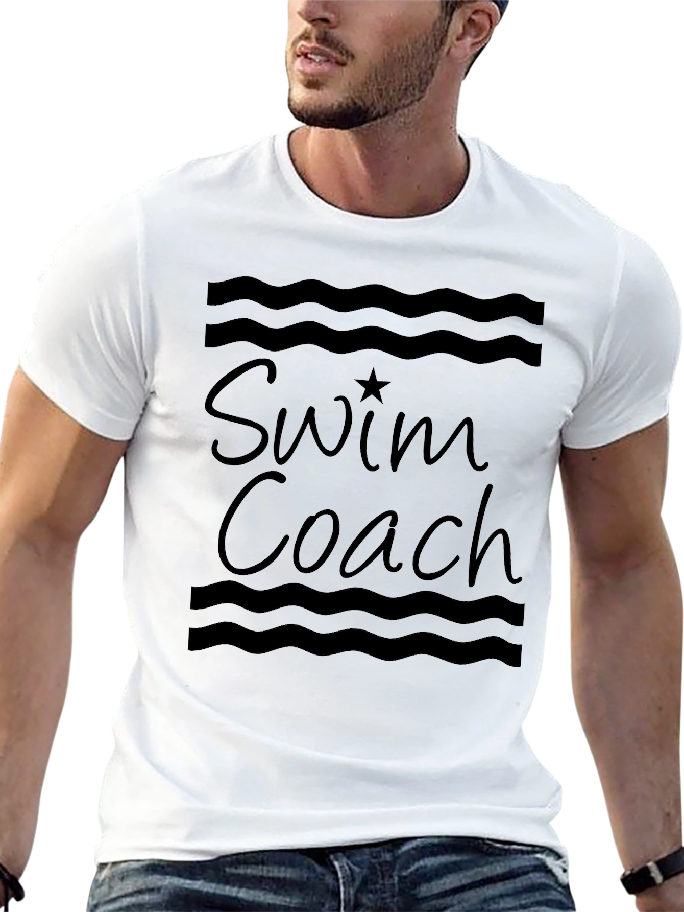 Swim Coach Graphic Tee - Comfortable Black T-Shirt