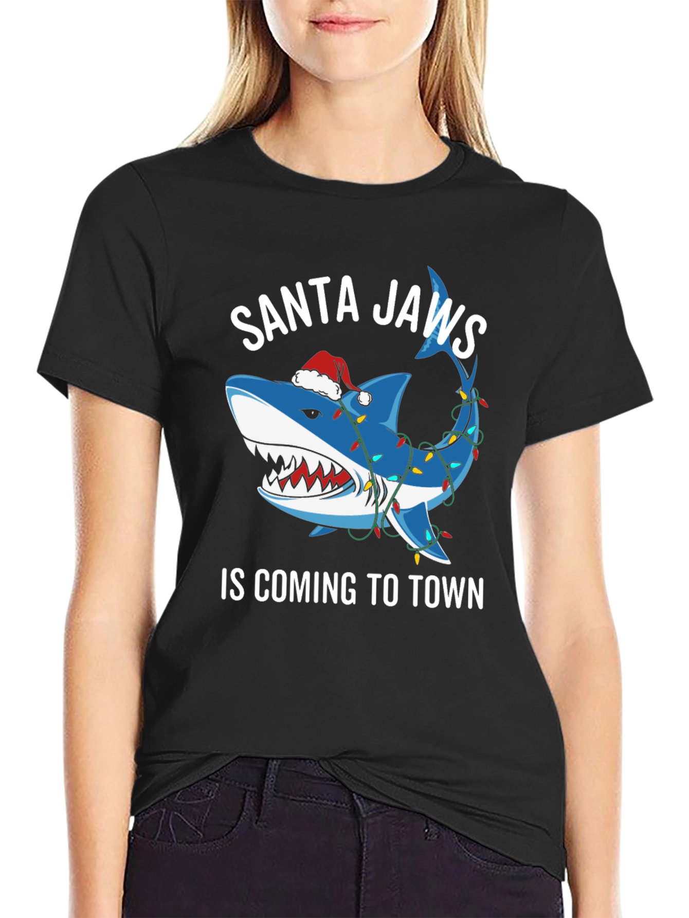 Santa Jaws T-Shirt: Shark Christmas Tee
