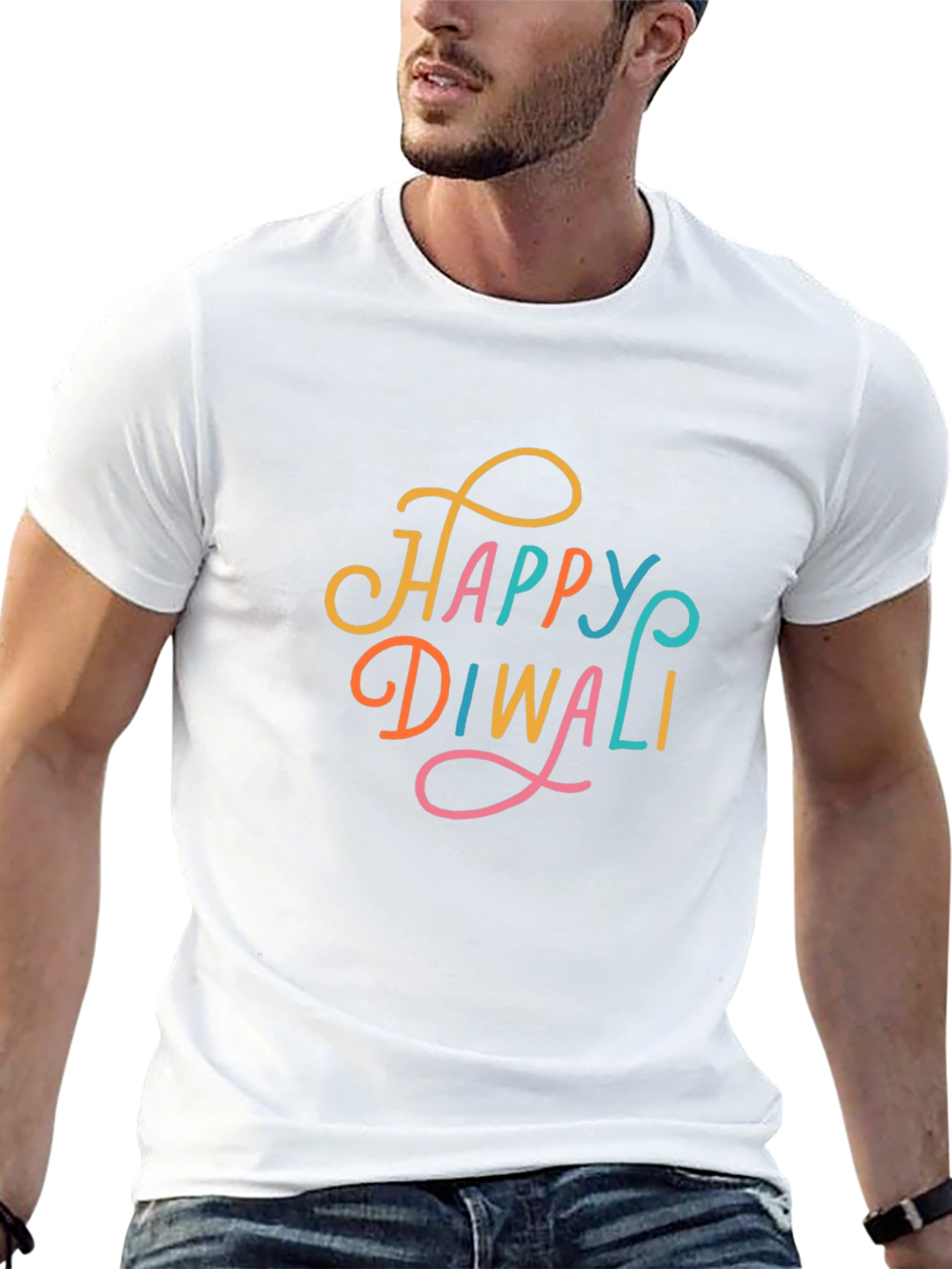Happy Diwali Graphic Tee - Black Cotton T-Shirt