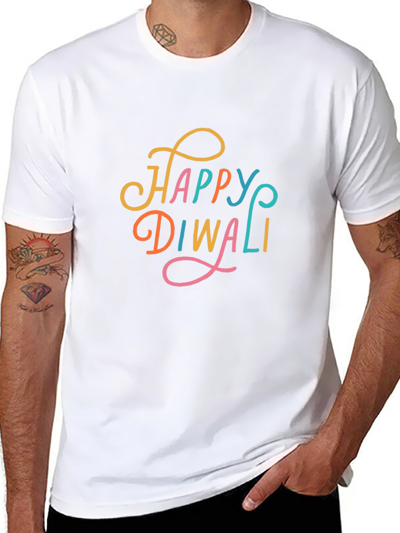 Happy Diwali Graphic Tee - Black Cotton T-Shirt