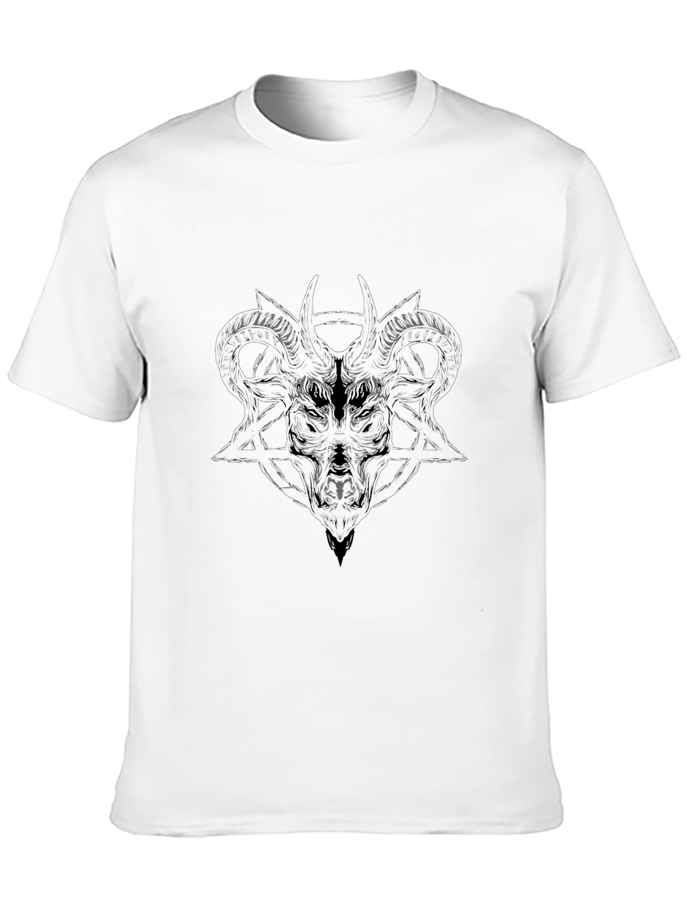 Mens Black Graphic Tee - Baphomet Design