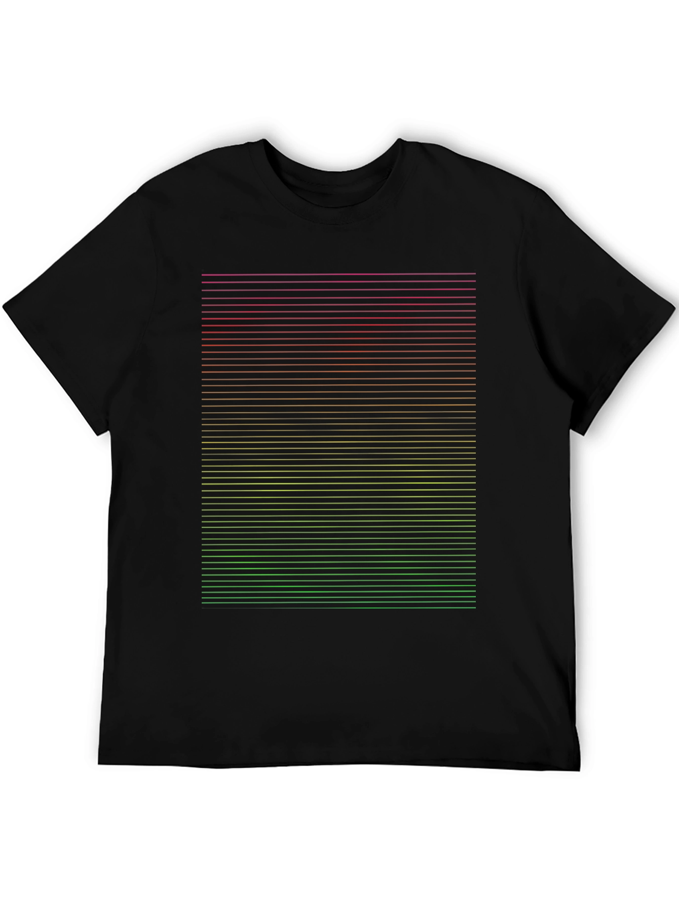 Gradient Stripe Graphic Tee - Modern Casual Black T-Shirt