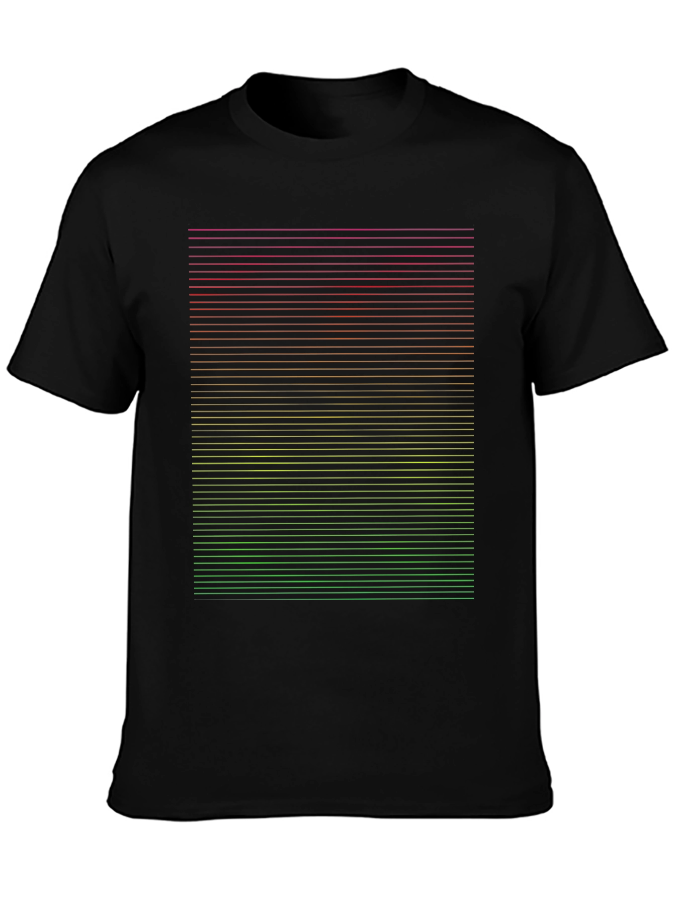 Gradient Stripe Graphic Tee - Modern Casual Black T-Shirt