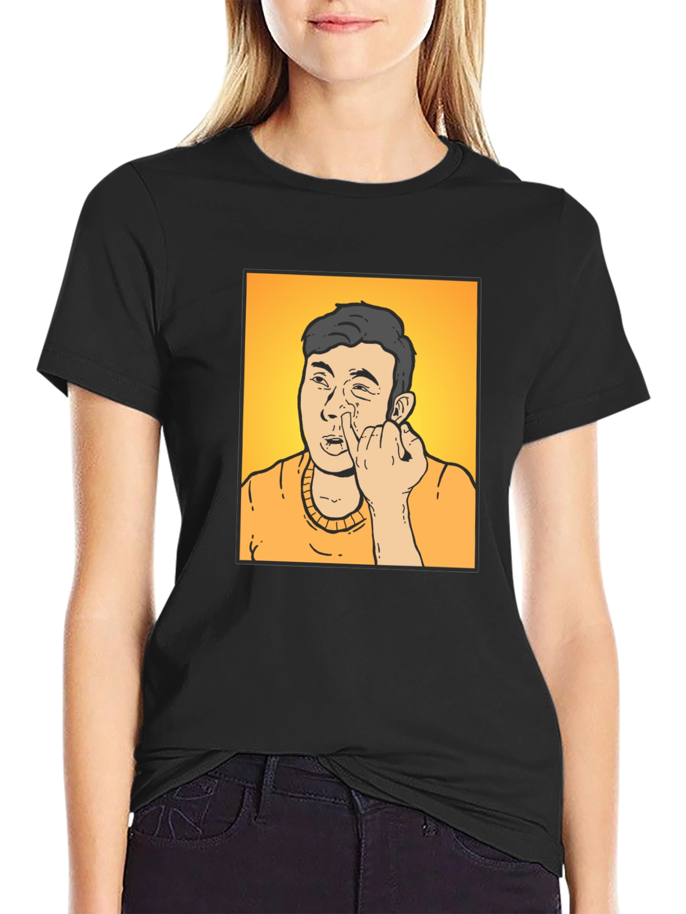 Funny Cartoon Man Black T-Shirt