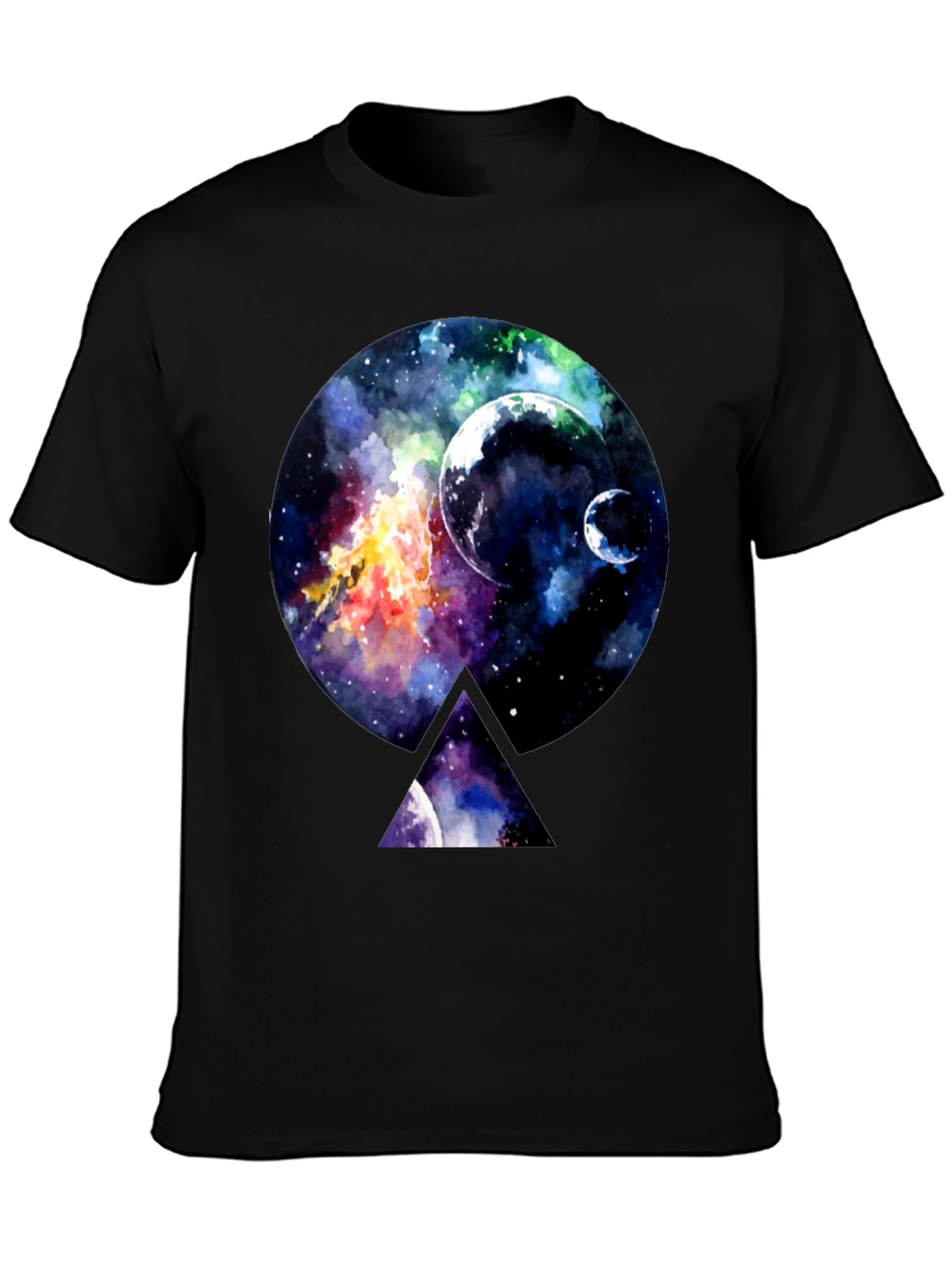 Galaxy Print Black Crewneck T-Shirt