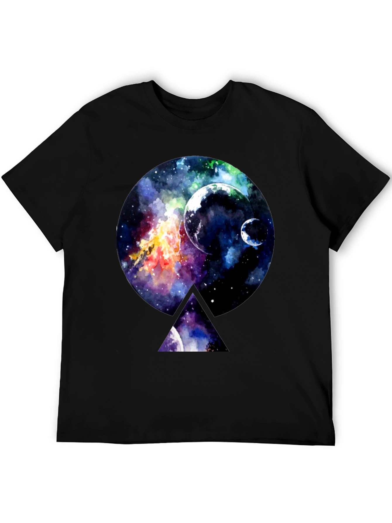 Galaxy Print Black Crewneck T-Shirt