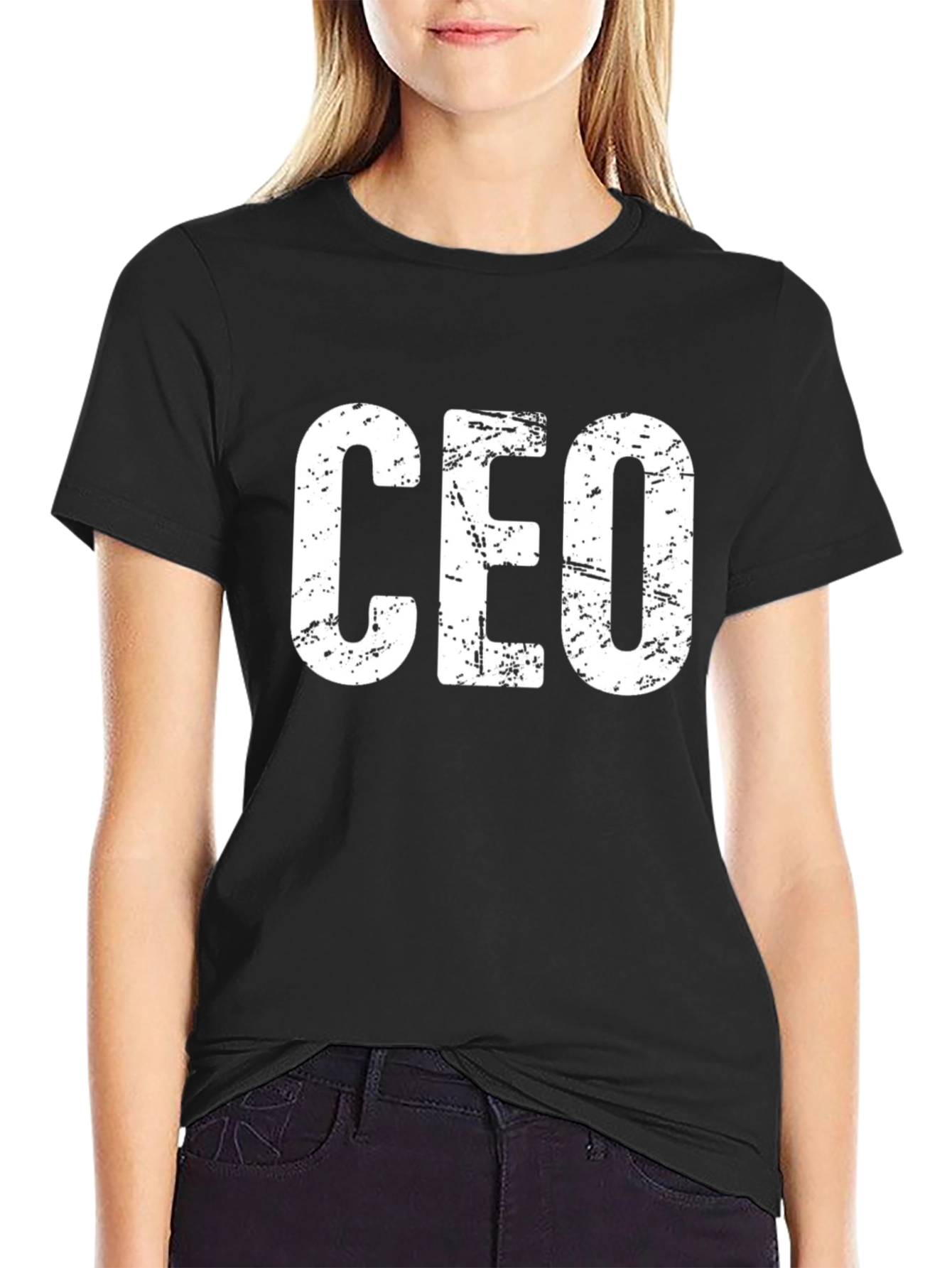 CEO Distressed Print Black T-Shirt