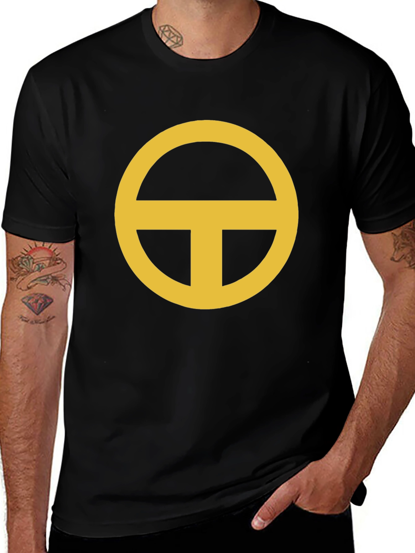 Black T-Shirt with Gold Circle-T Design