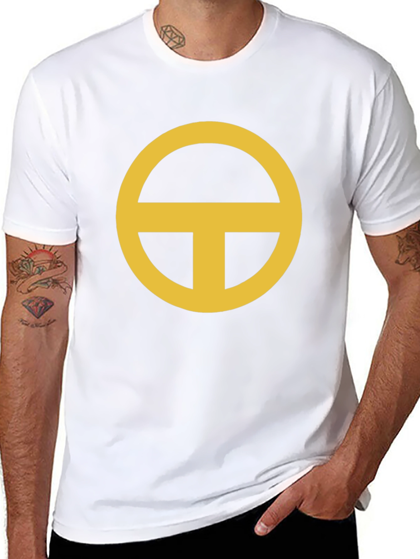 Black T-Shirt with Gold Circle-T Design