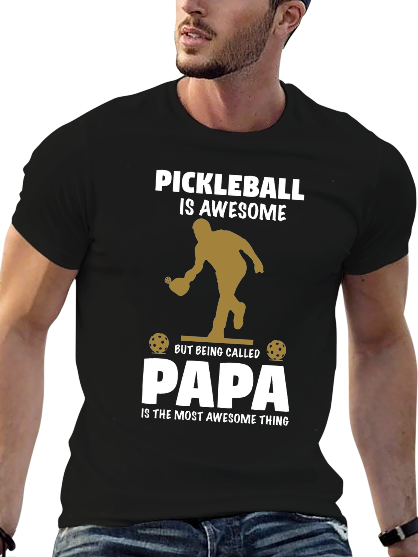 Pickleball Papa T-Shirt Awesome Dad Gift