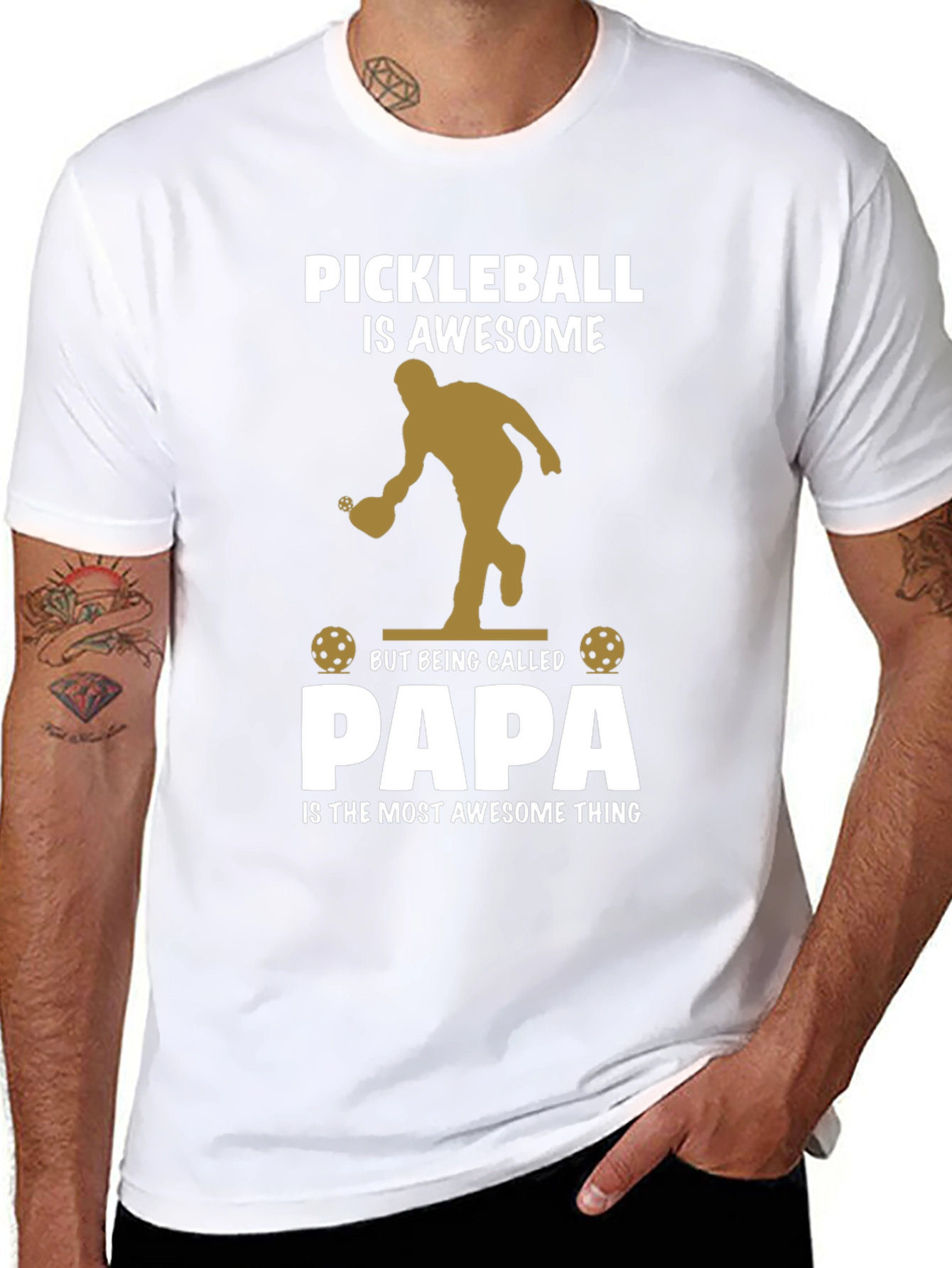 Pickleball Papa T-Shirt Awesome Dad Gift