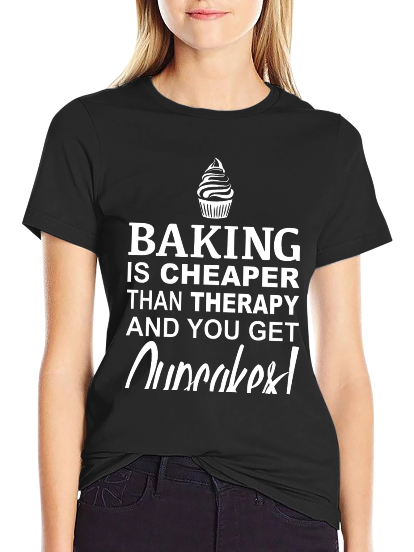 Baking is Cheaper T-Shirt - Cupcake Graphic Novelty Tee