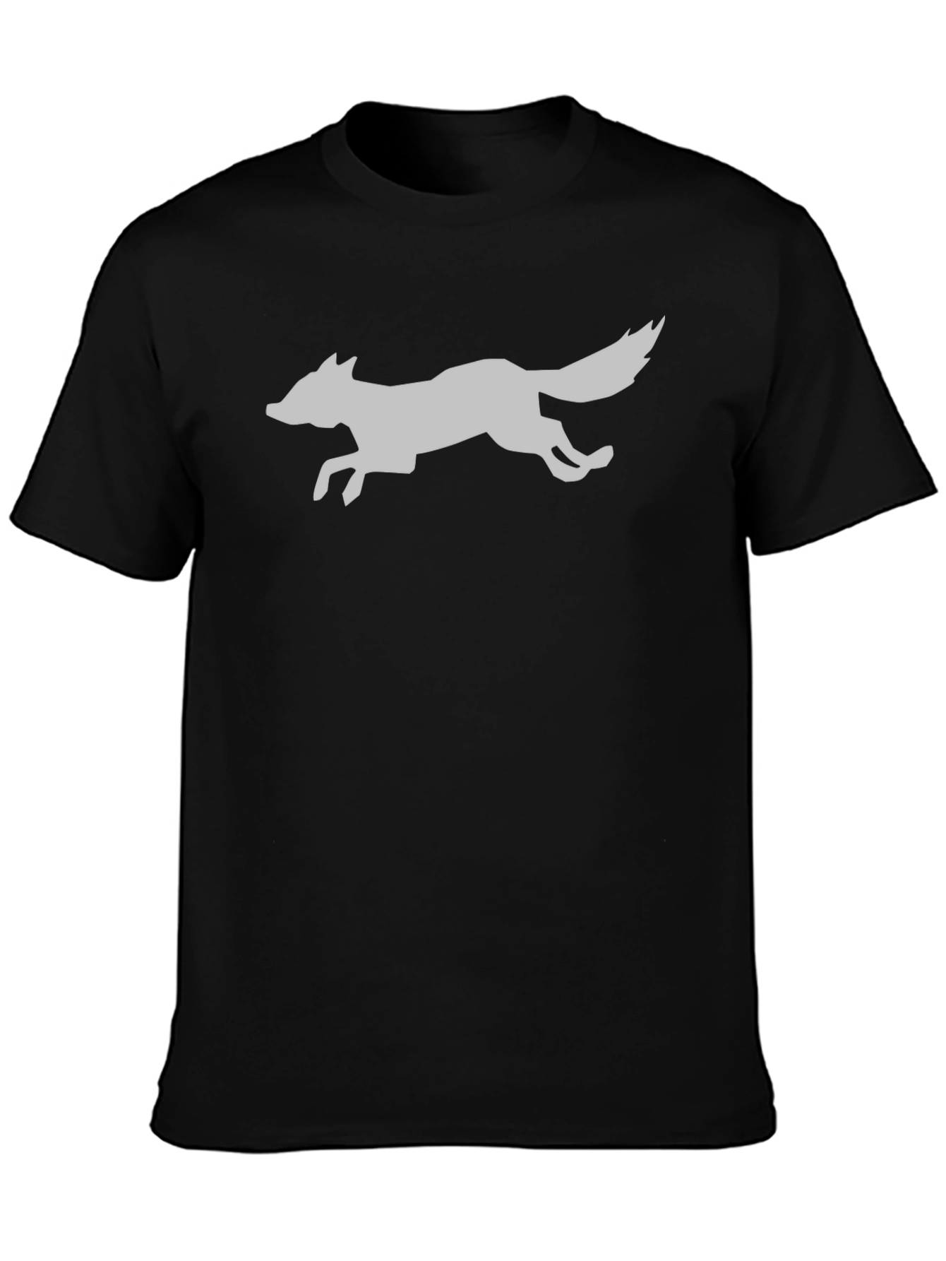 Sleek Fox Graphic Tee - Black Cotton Blend