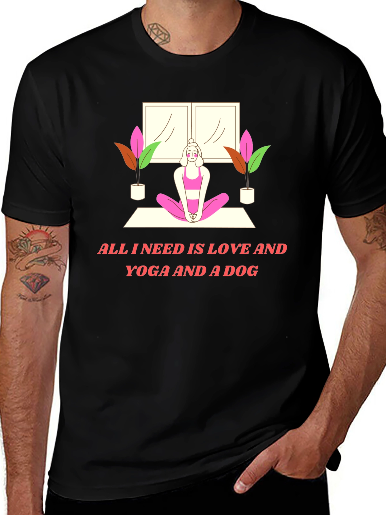 Yoga & Dog Lover T-Shirt: Love and Yoga Design