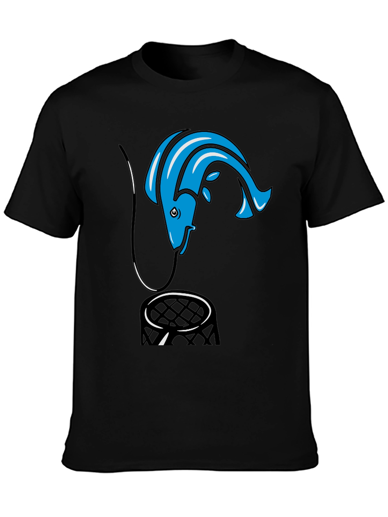 Fishing Hook T-Shirt - Blue Fish Design