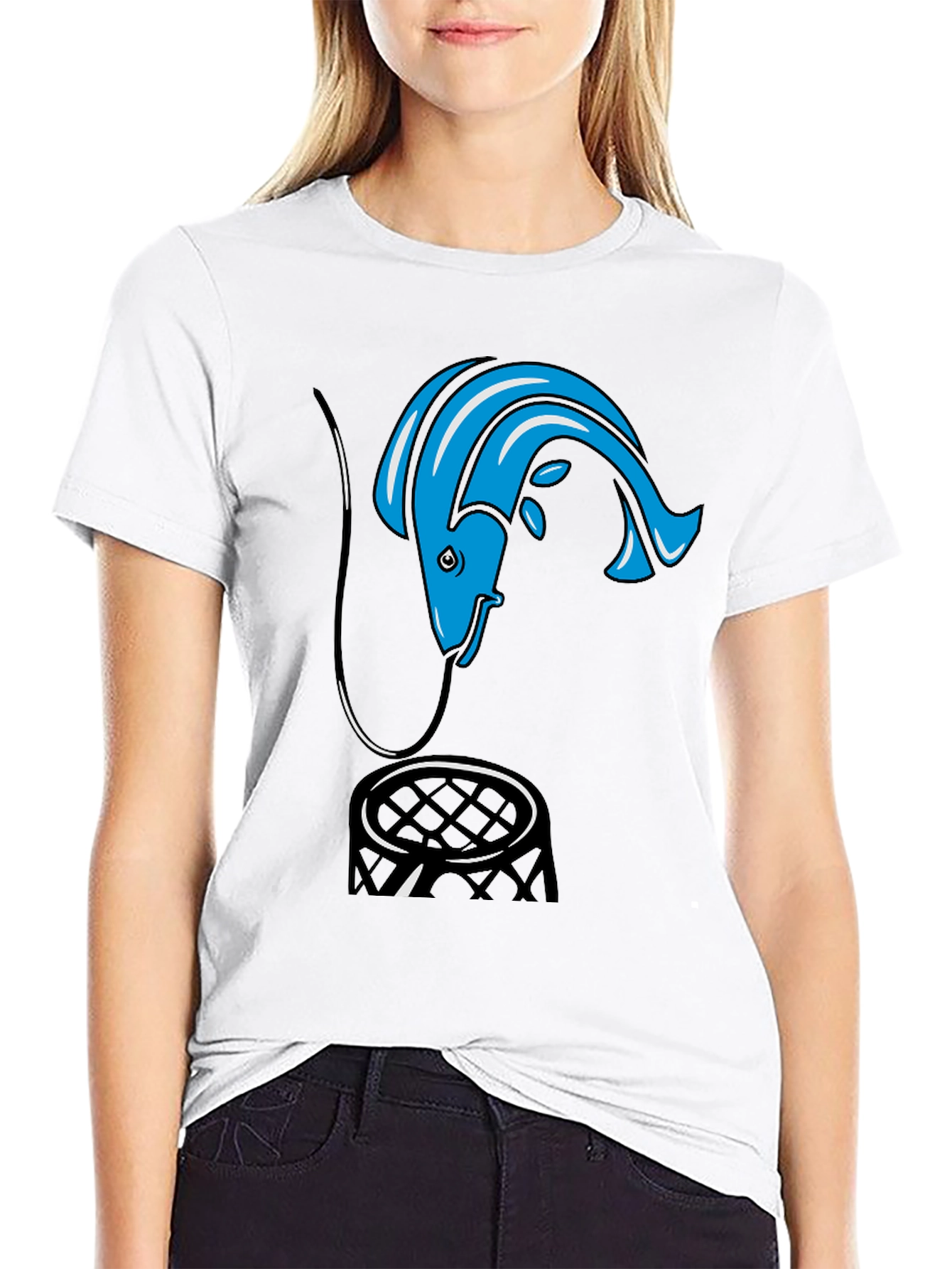 Fishing Hook T-Shirt - Blue Fish Design