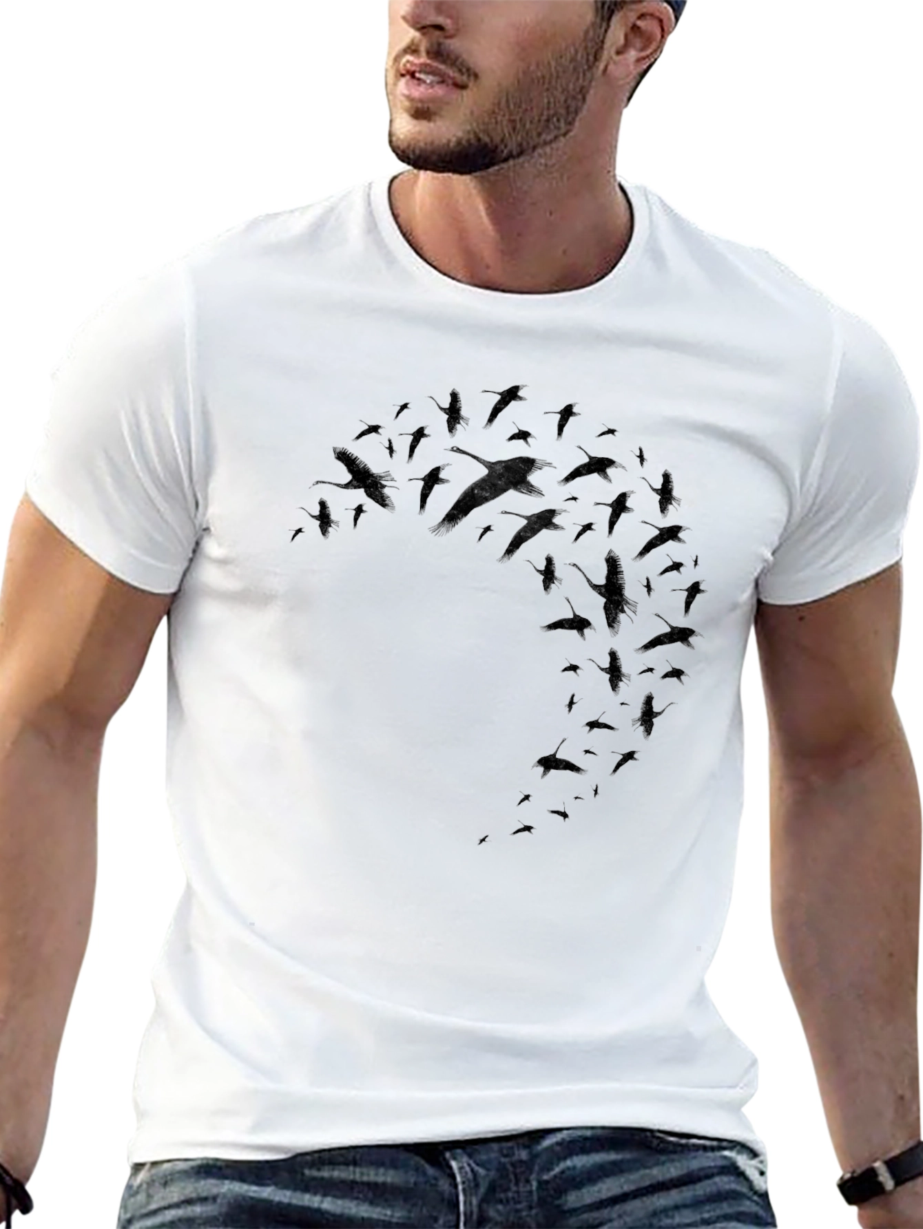 Mens Black Bird Graphic T-Shirt