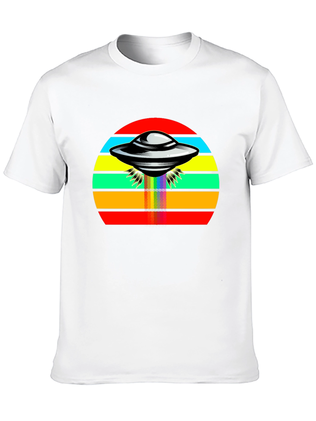 Retro UFO Rainbow T-Shirt - Black Tee