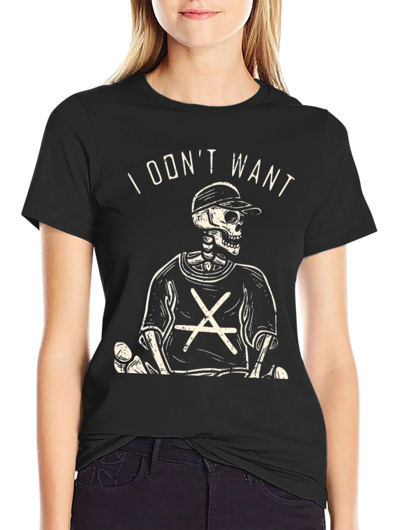 Skeleton Graphic Tee - I Dont Want Black T-Shirt