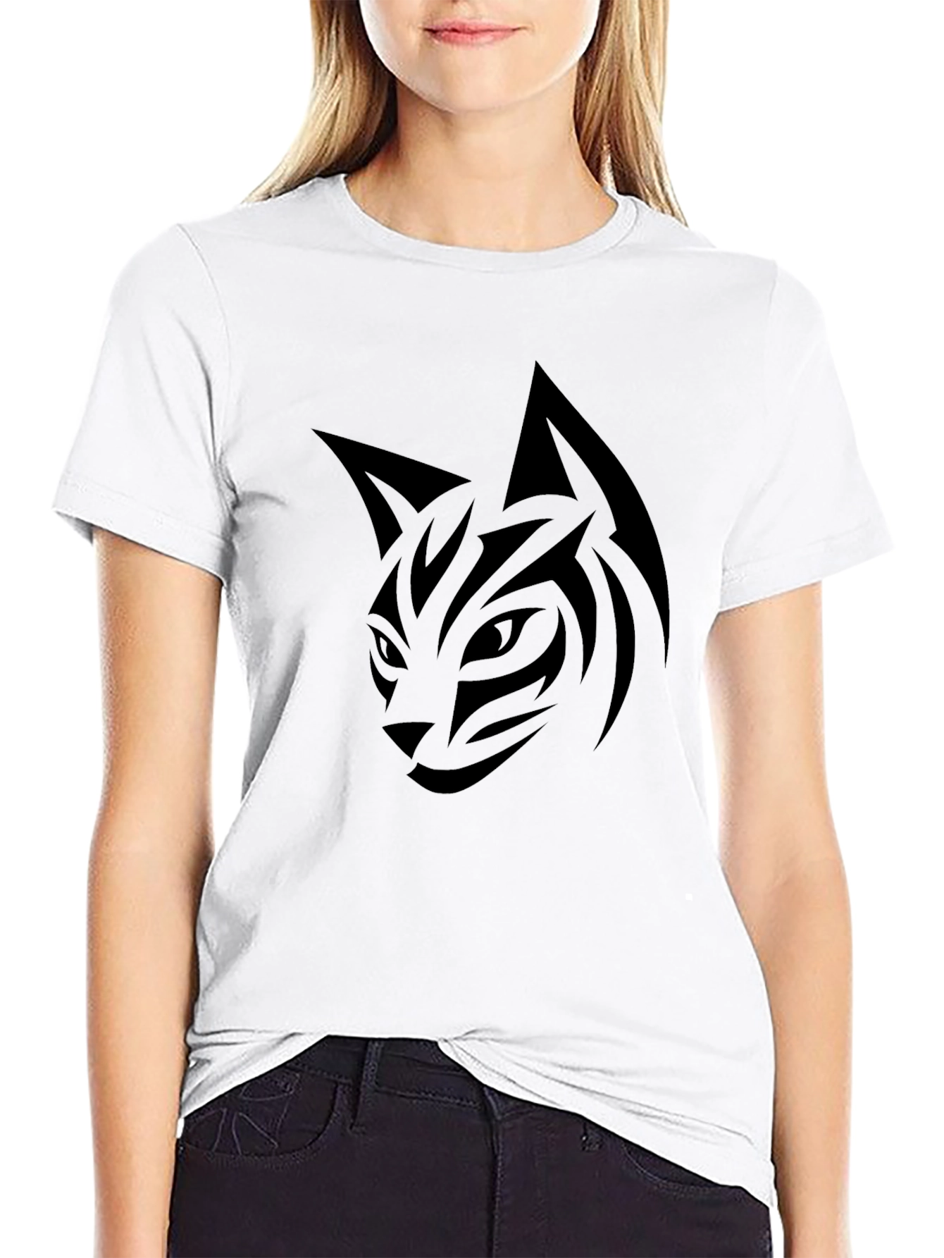 Black Cat Tribal Tattoo Graphic Tee - Mens